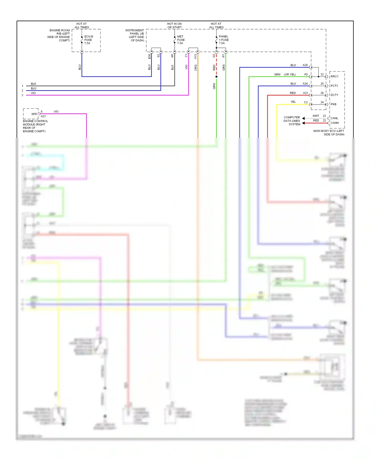 Wiring diagram computer data lines system for Toyota Yaris II (2005-2009) (8 of 14)