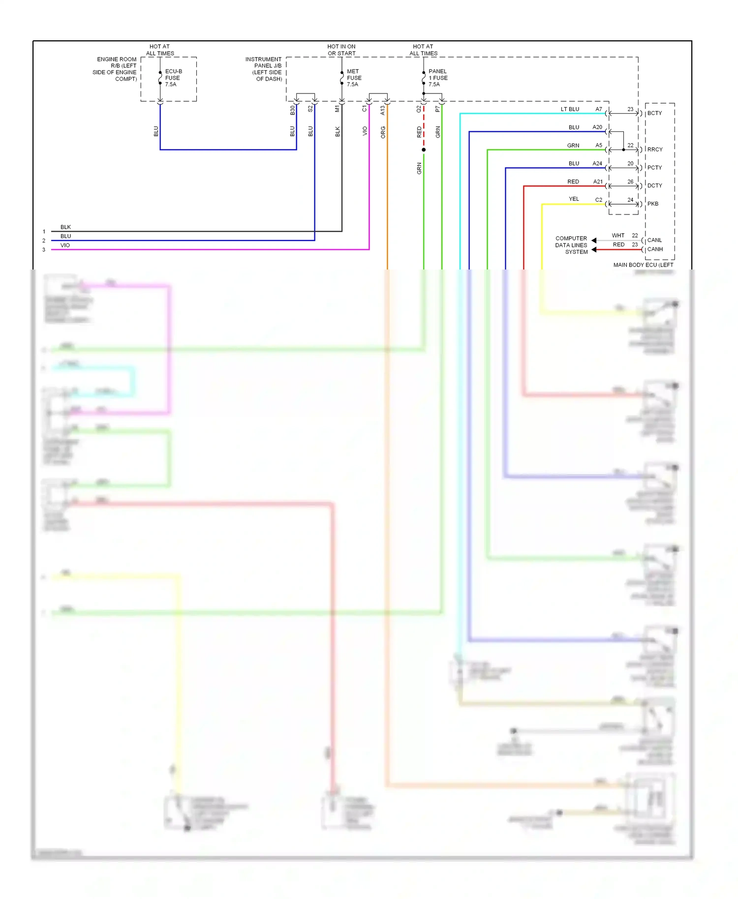 Wiring diagram computer data lines system for Toyota Yaris II (2005-2009) (6 of 14)