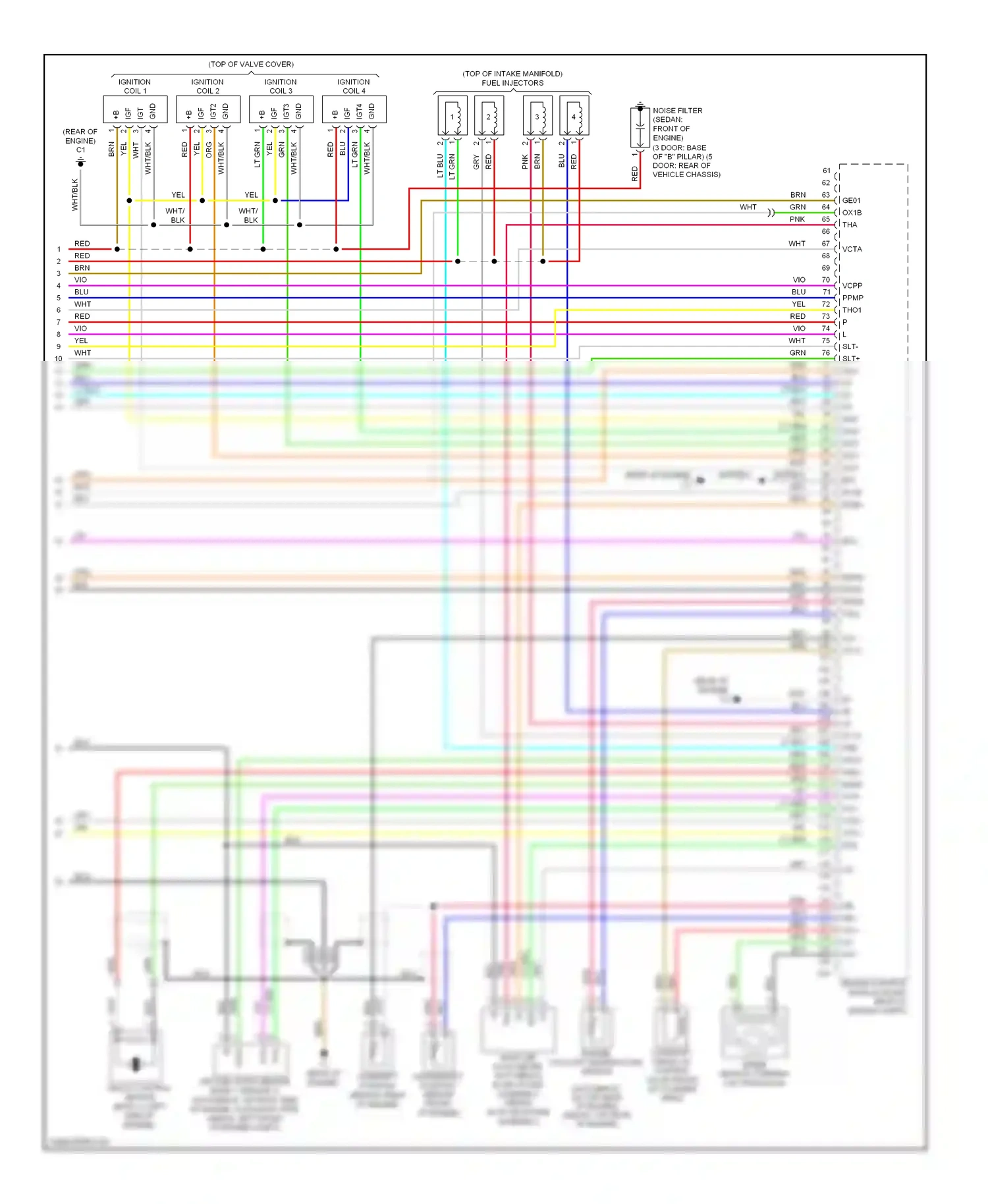 Wiring diagram engine coolant temperature sensor for Toyota Yaris II (2005-2009) (2 of 2)