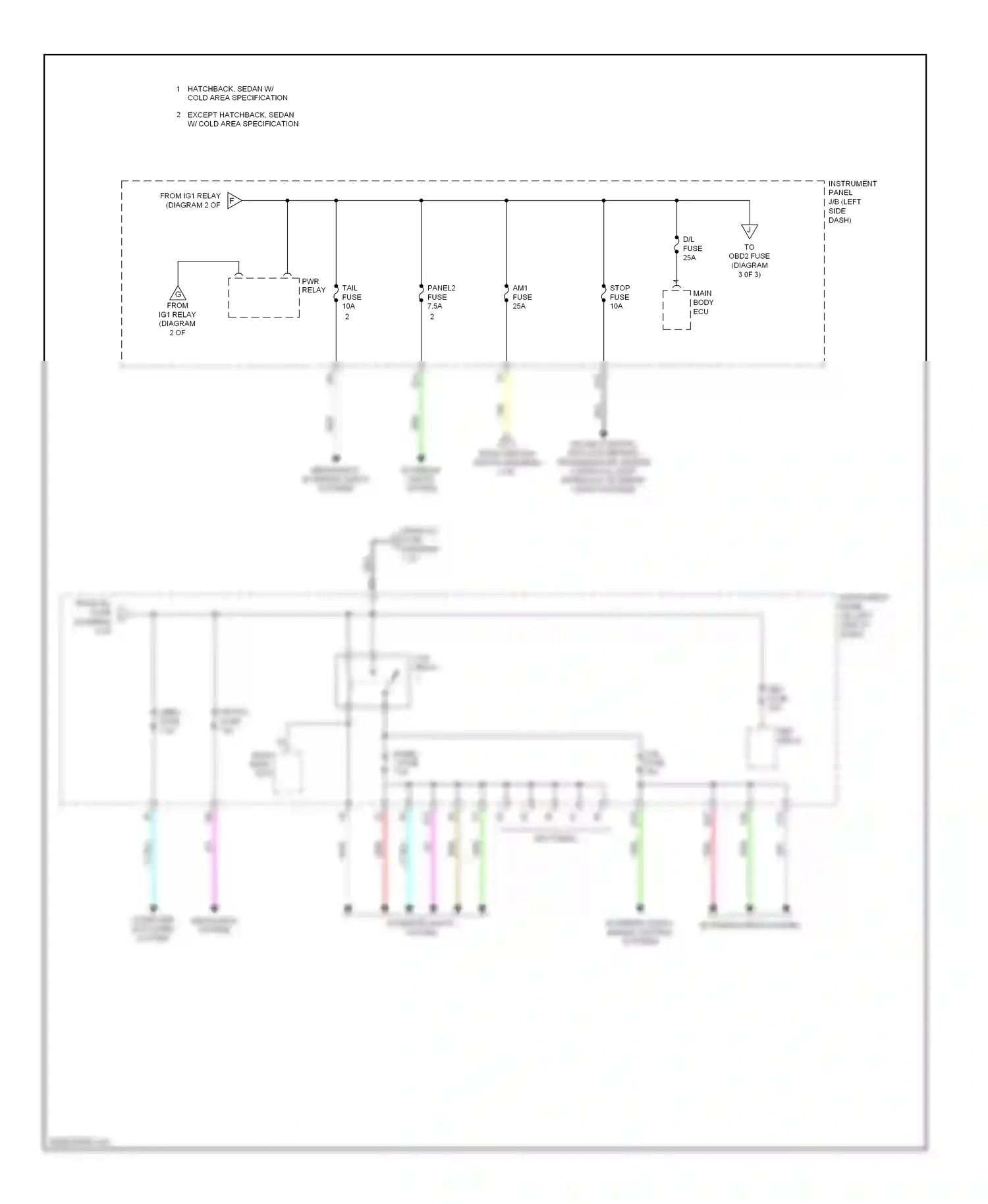 Wiring diagram exterior lights, engine control systems for Toyota Yaris II (2005-2009) (1 of 1)