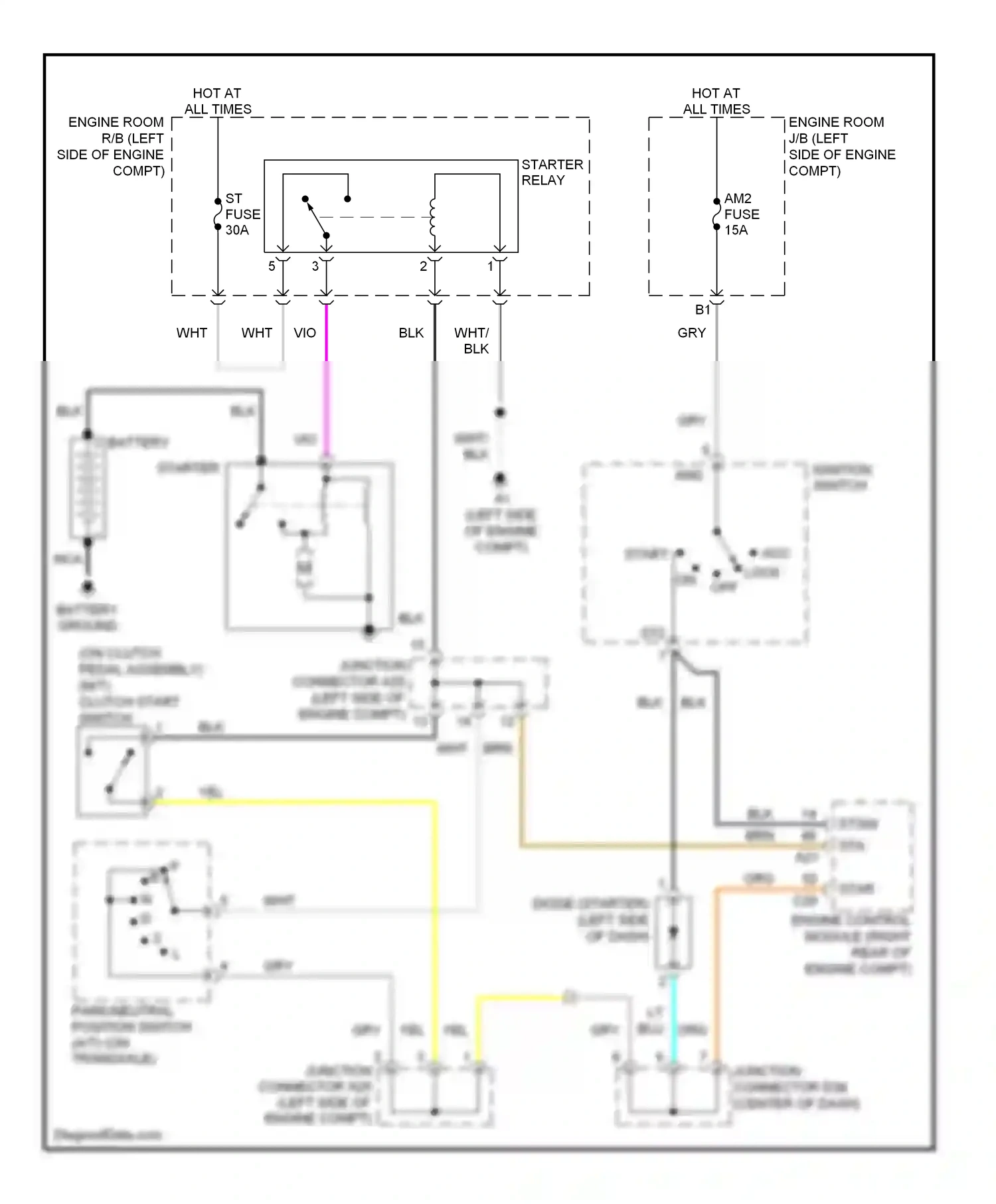 Wiring diagram ignition switch for Toyota Yaris II (2005-2009) (2 of 3)