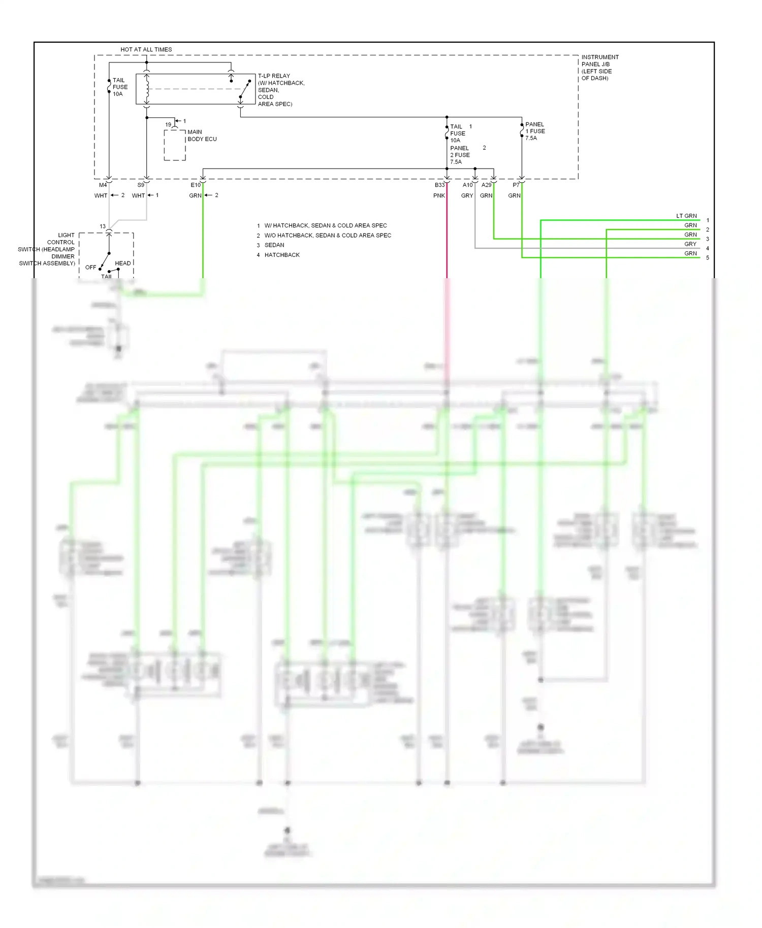Wiring diagram light control switch headlamp dimmer switch assembly for Toyota Yaris II (2005-2009) (1 of 1)