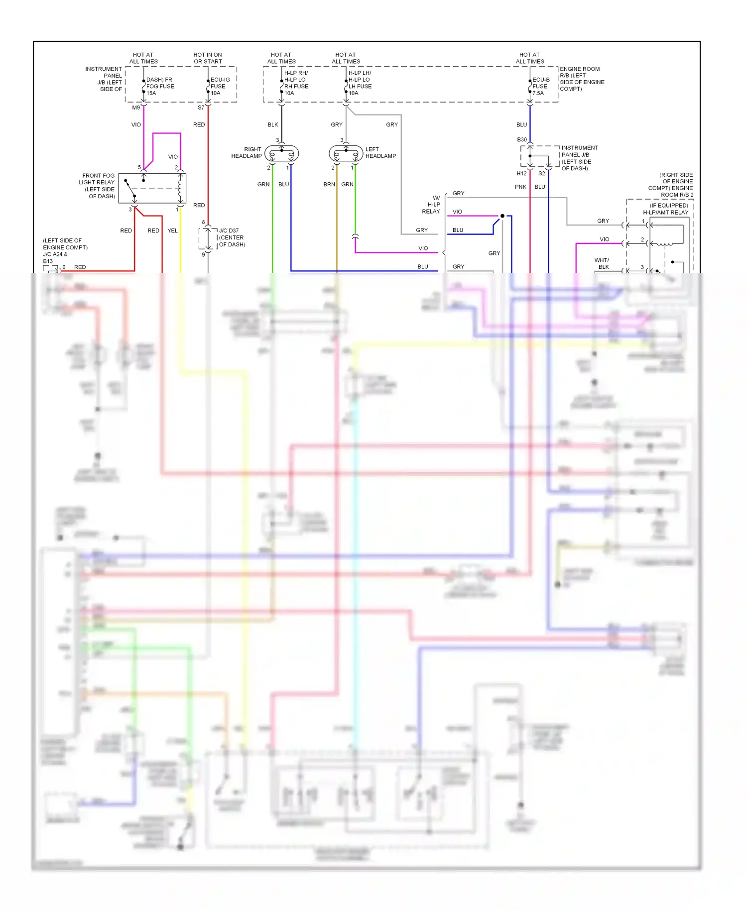 Wiring diagram light control switch for Toyota Yaris II (2005-2009) (1 of 3)