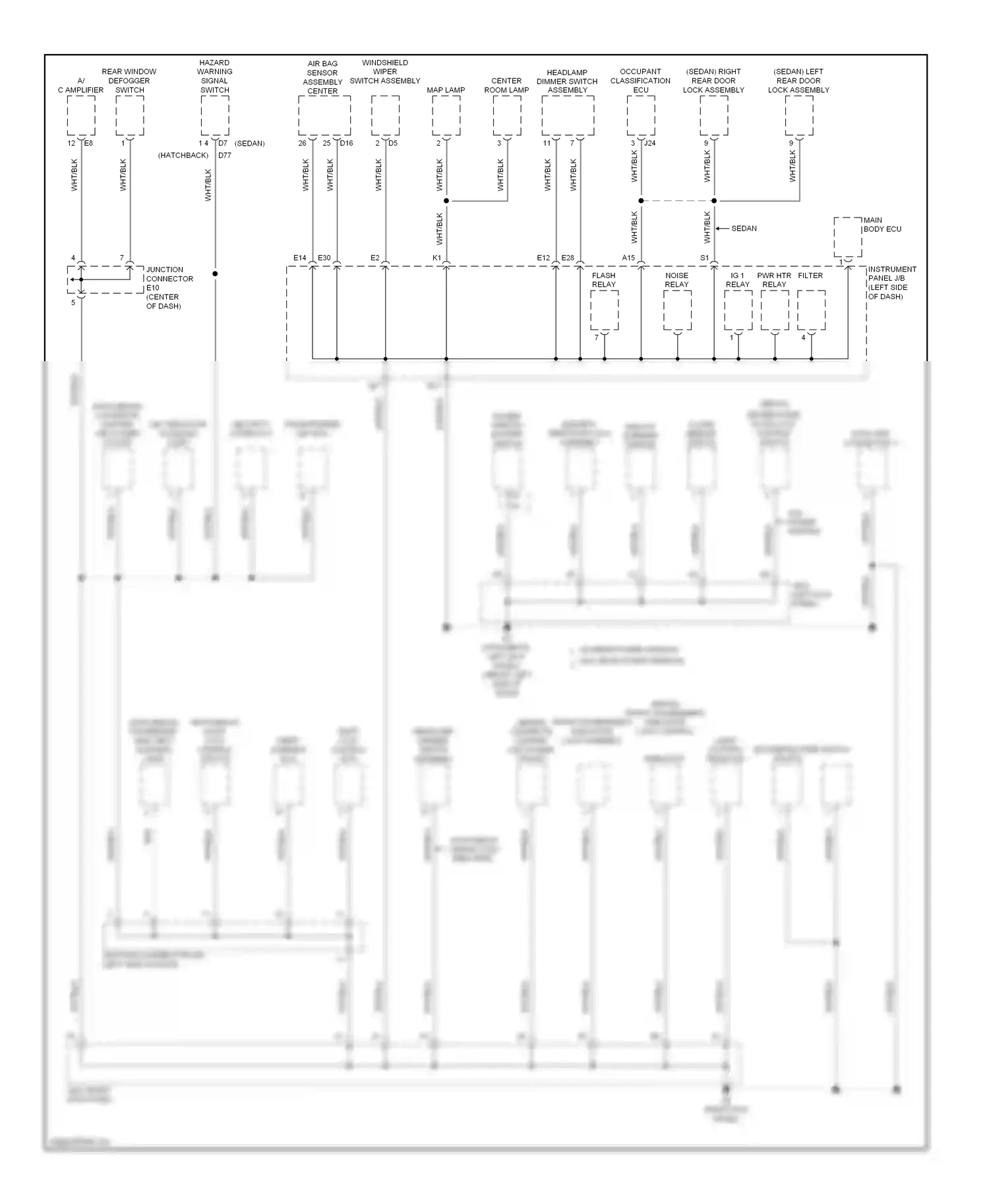 Wiring diagram outer mirror switch unlock warning switch for Toyota Yaris II (2005-2009) (1 of 1)