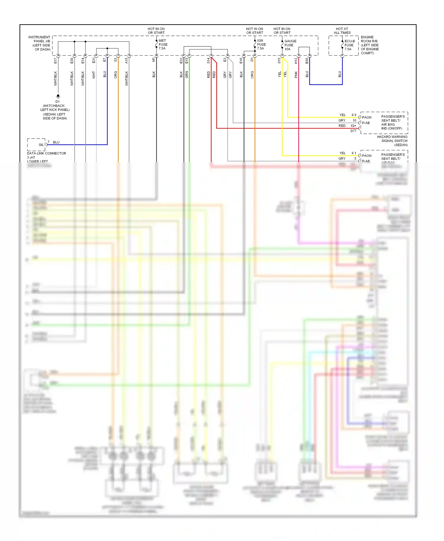 Wiring diagram right front occupant classification sensor for Toyota Yaris II (2005-2009) (1 of 1)