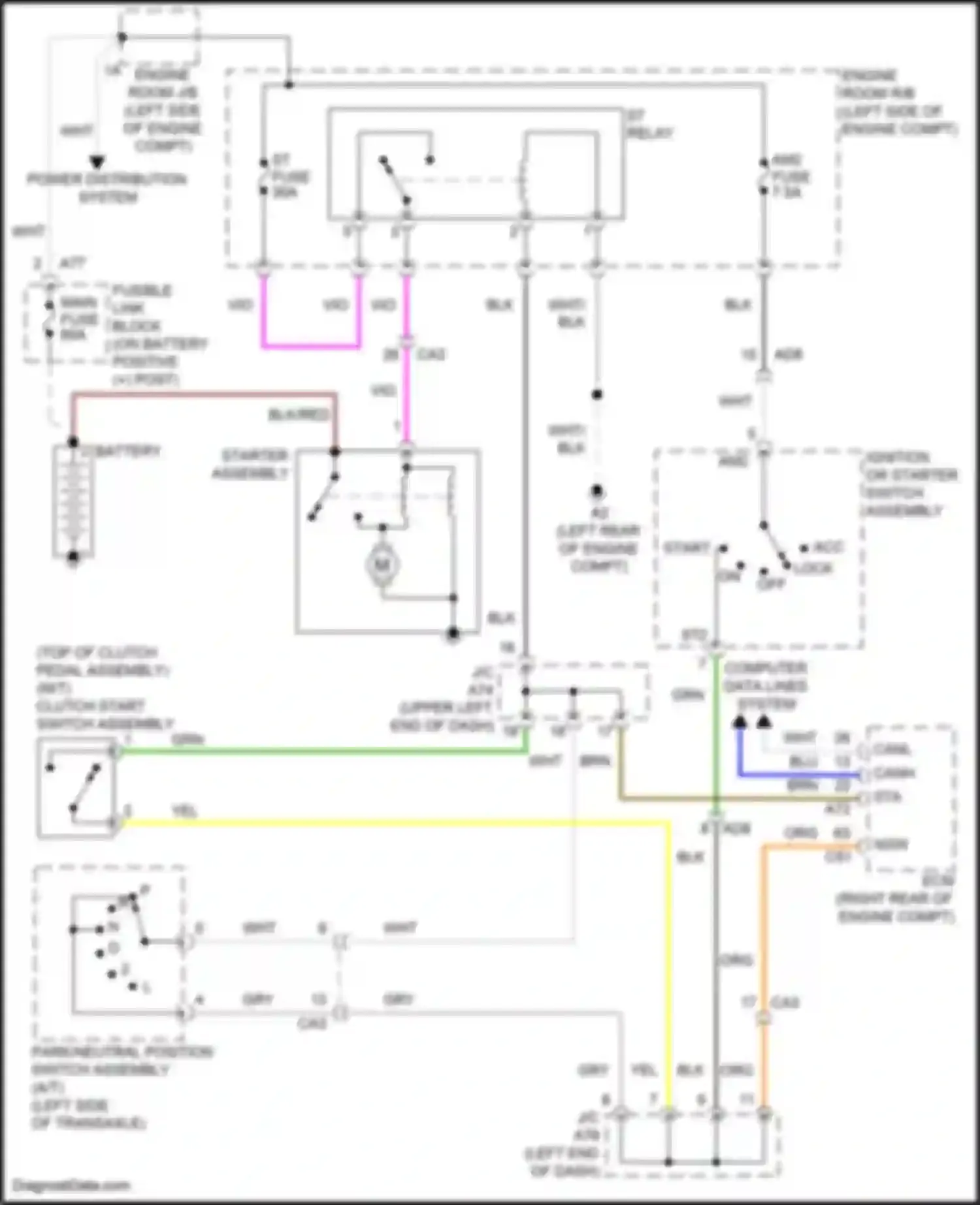 Wiring diagram ignition or starter switch assembly for Toyota Yaris III facelift 2 (2016-2020) (2 of 2)