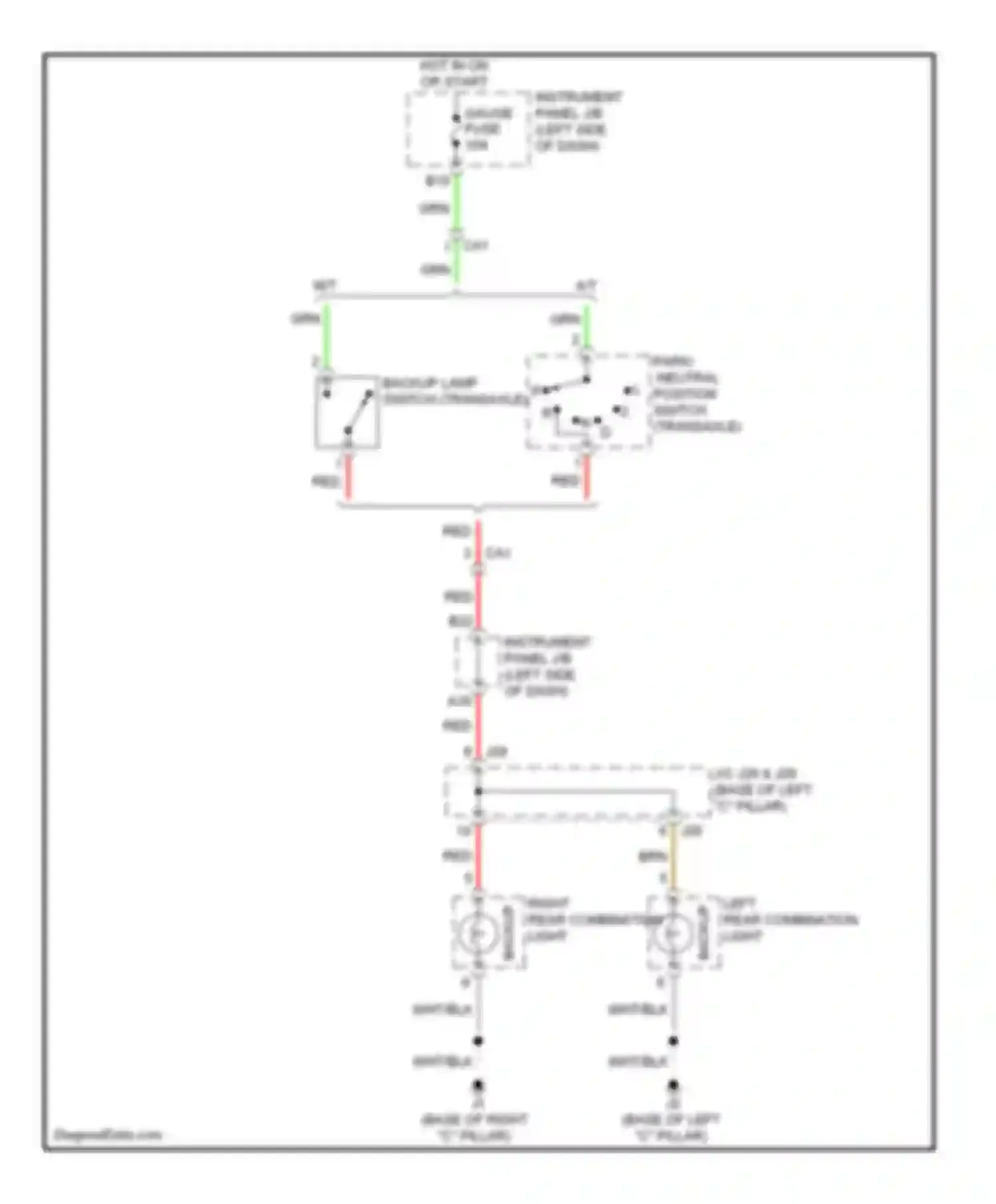 Yaris Toyota III (2010-2014): Backup lamps circuit, sedan