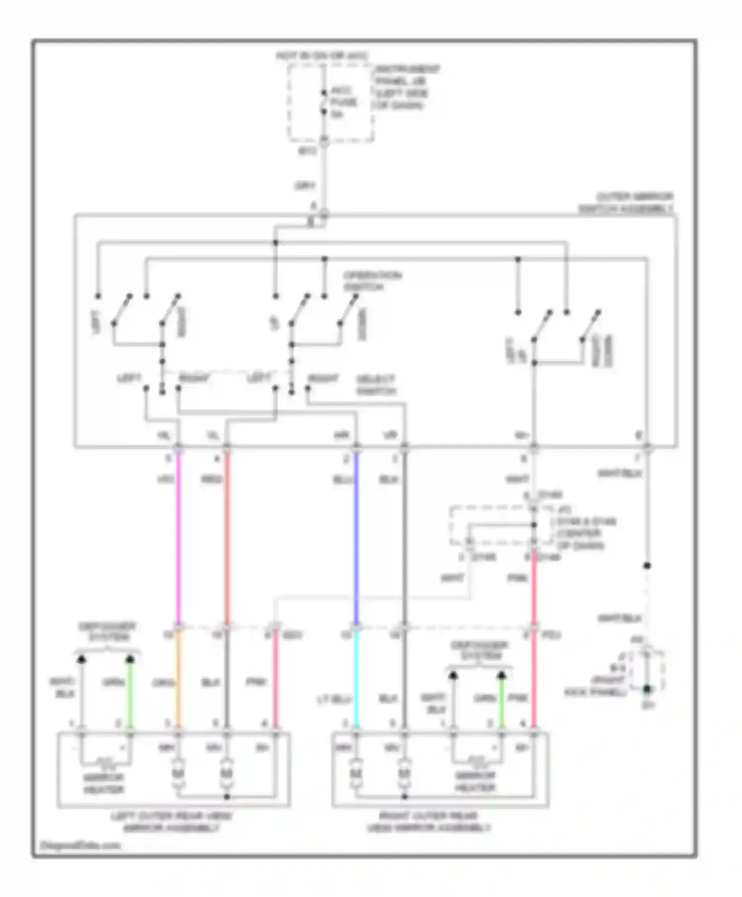 Yaris Toyota III (2010-2014): Power mirrors circuit, hatchback
