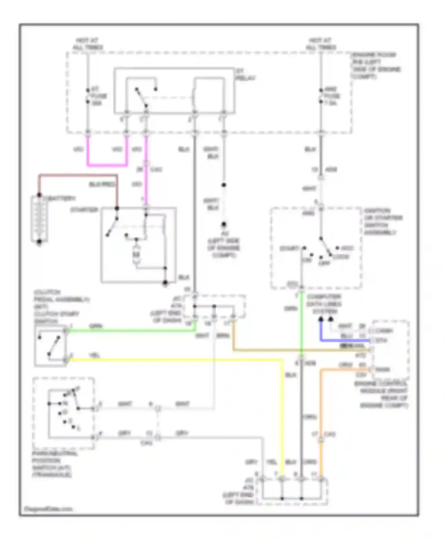 Yaris Toyota III (2010-2014): Starting circuit, hatchback