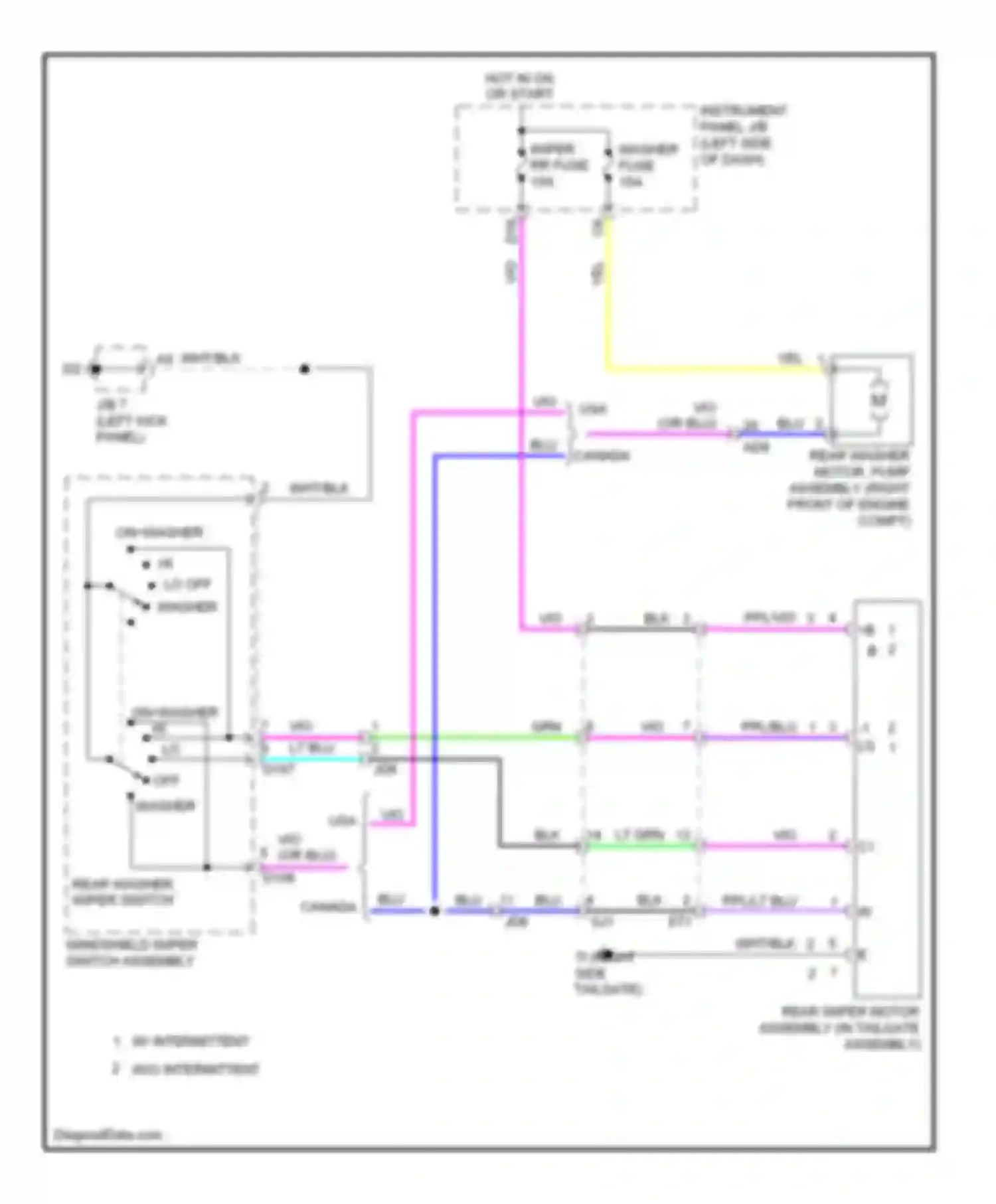 Yaris Toyota III (2010-2014): Rear wiper/washer circuit