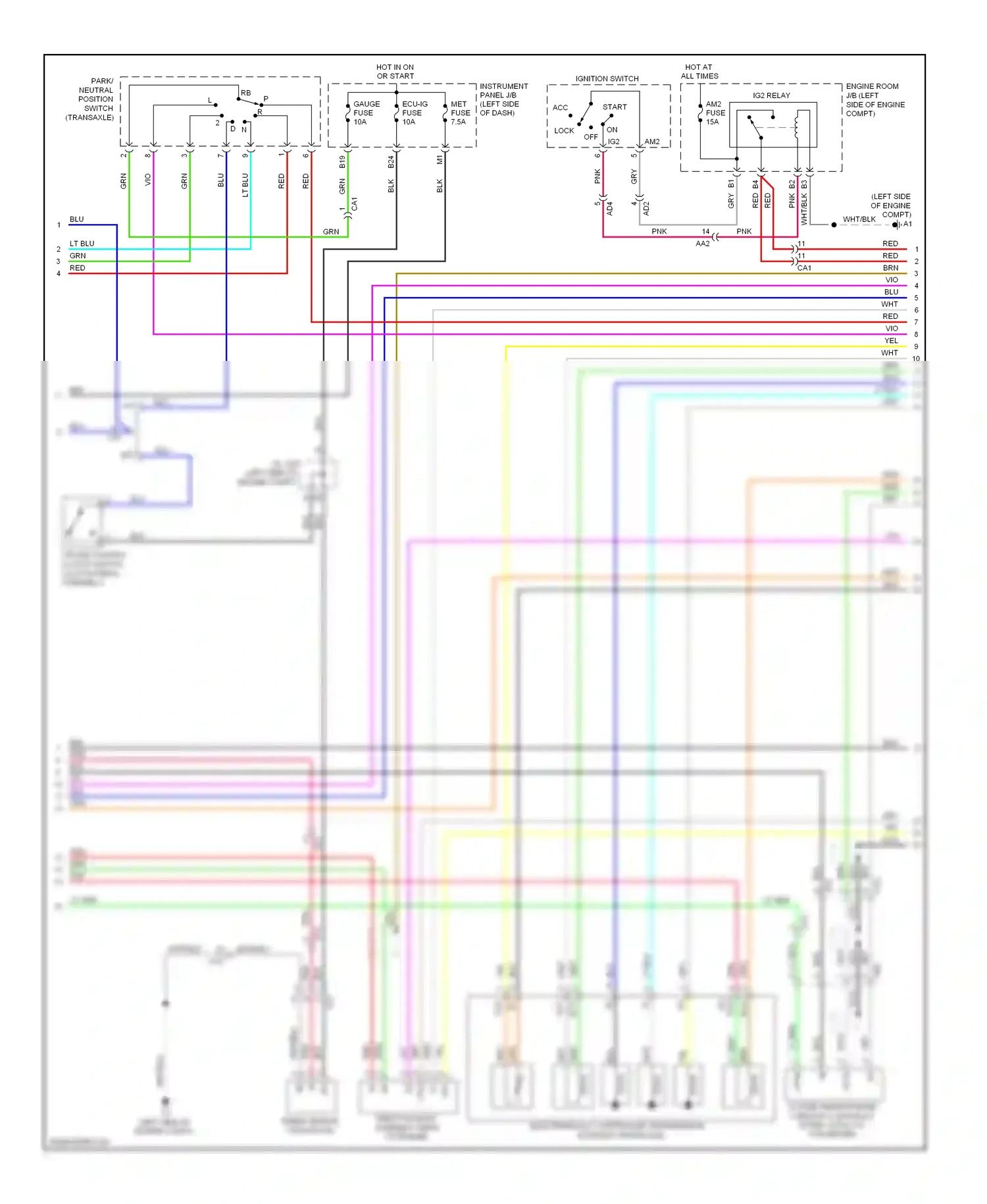 Wiring diagram ignition switch for Toyota Yaris III (2010-2014) (3 of 3)