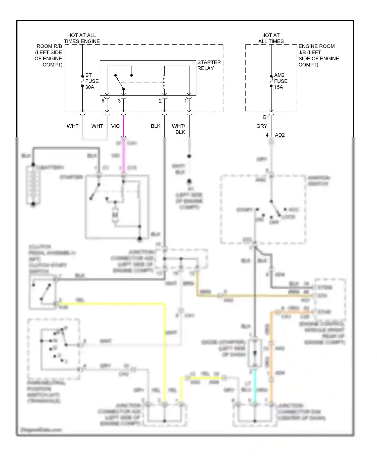 Wiring diagram ignition switch for Toyota Yaris III (2010-2014) (2 of 3)