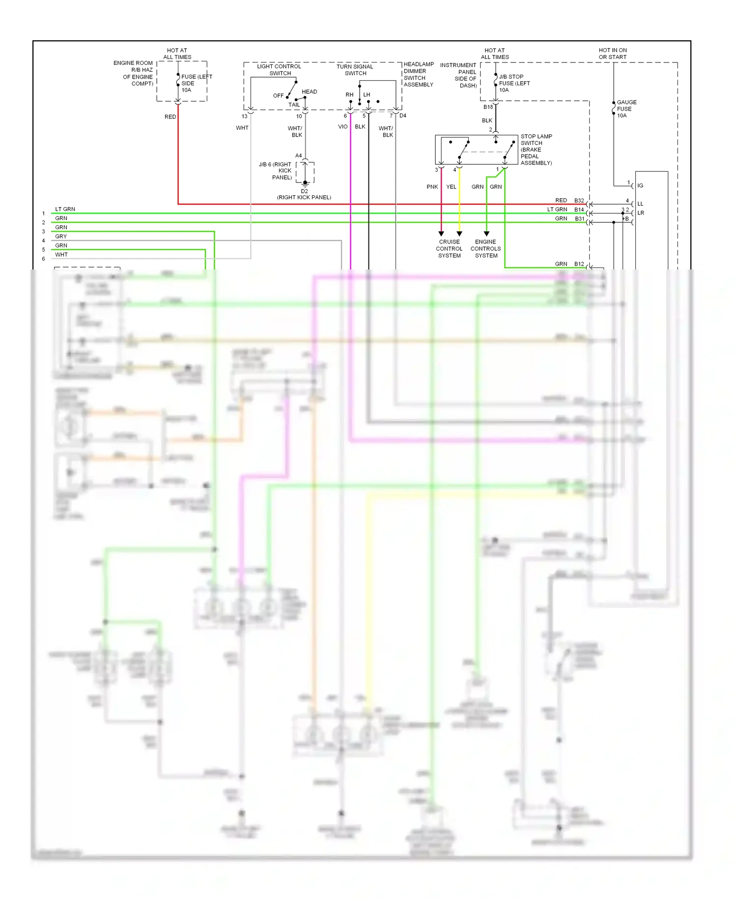 Wiring diagram light control switch for Toyota Yaris III (2010-2014) (1 of 6)