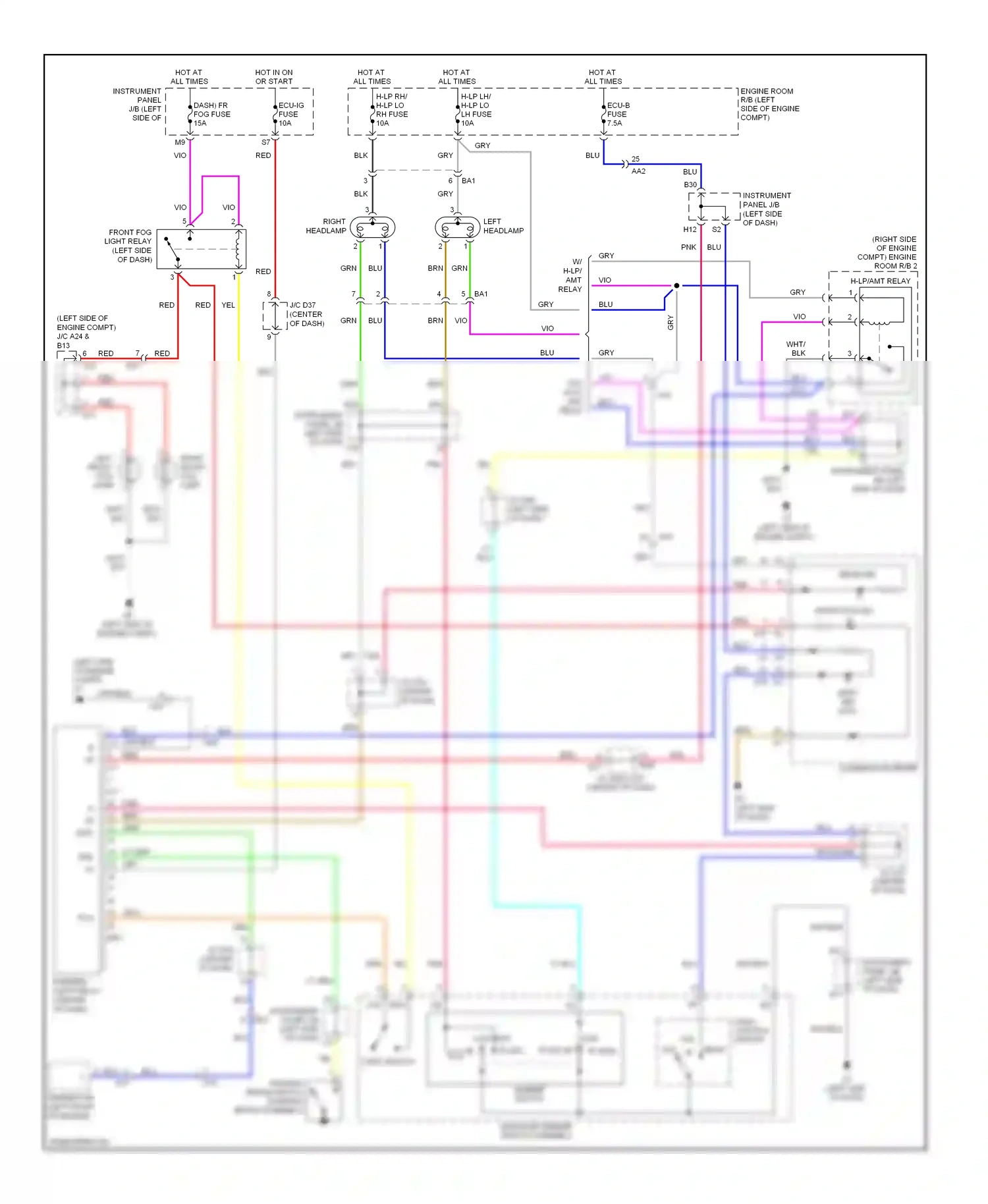 Wiring diagram light control switch for Toyota Yaris III (2010-2014) (3 of 6)