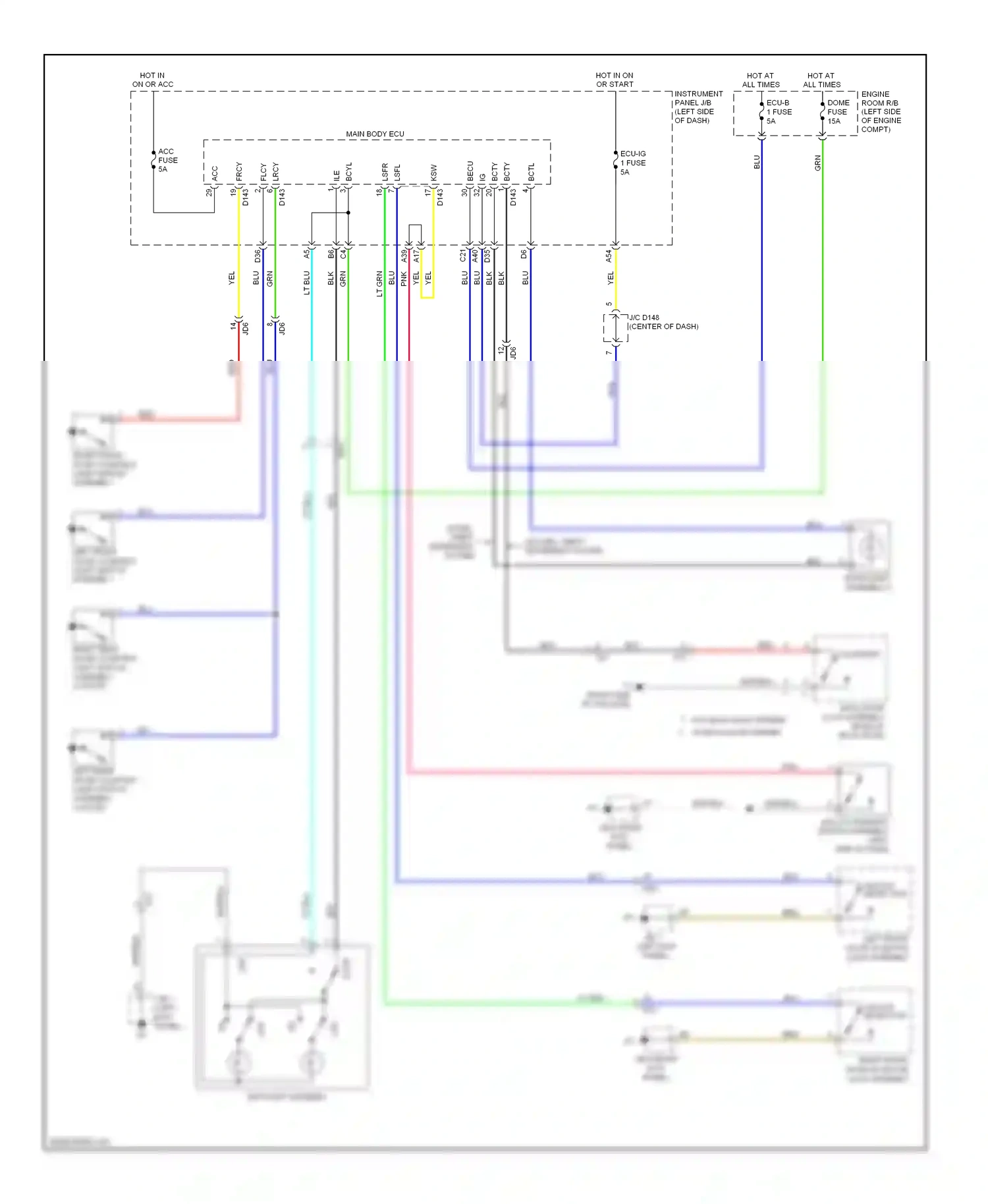 Wiring diagram map light assembly for Toyota Yaris III (2010-2014) (1 of 1)