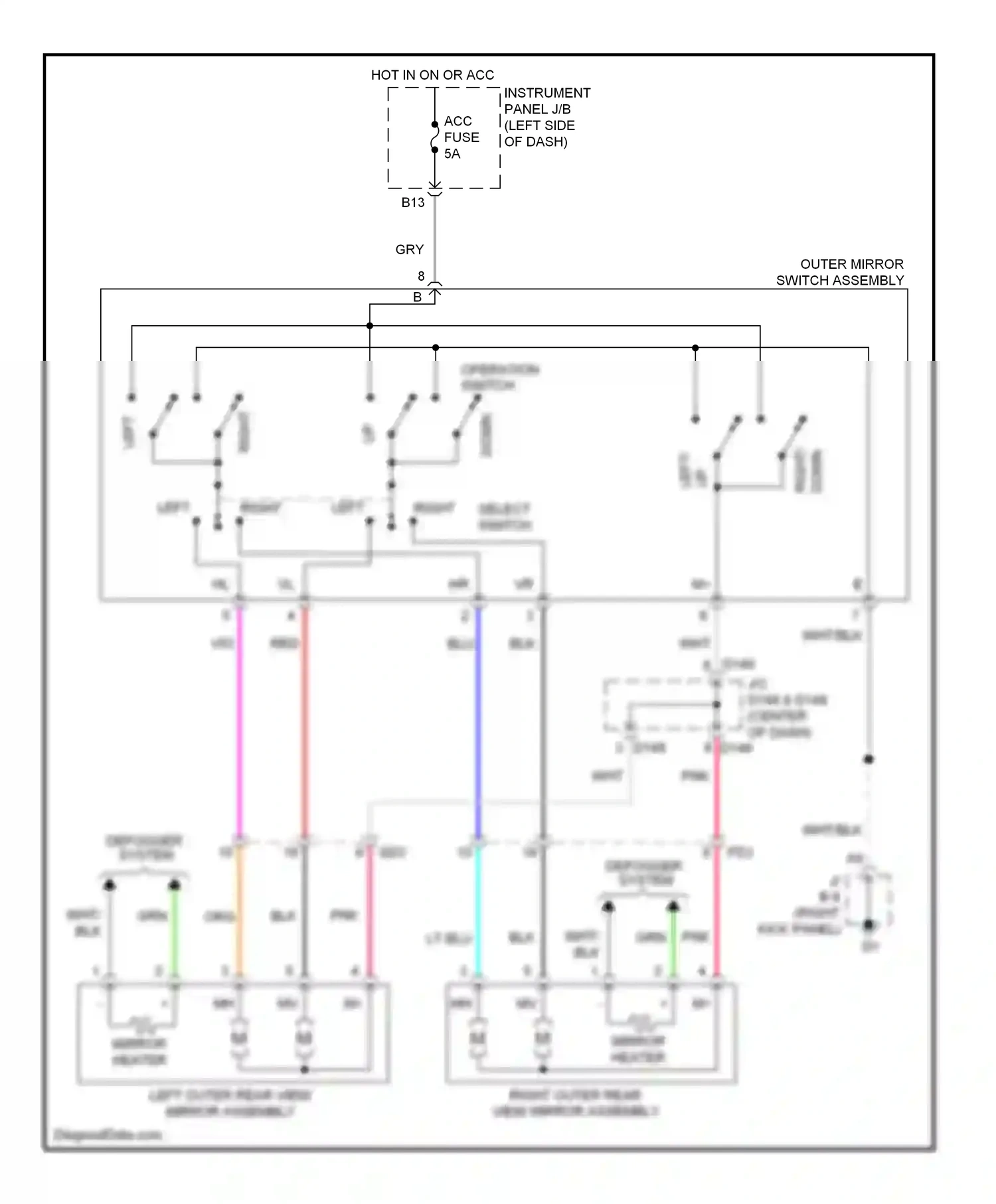 Wiring diagram operation switch for Toyota Yaris III (2010-2014) (1 of 2)