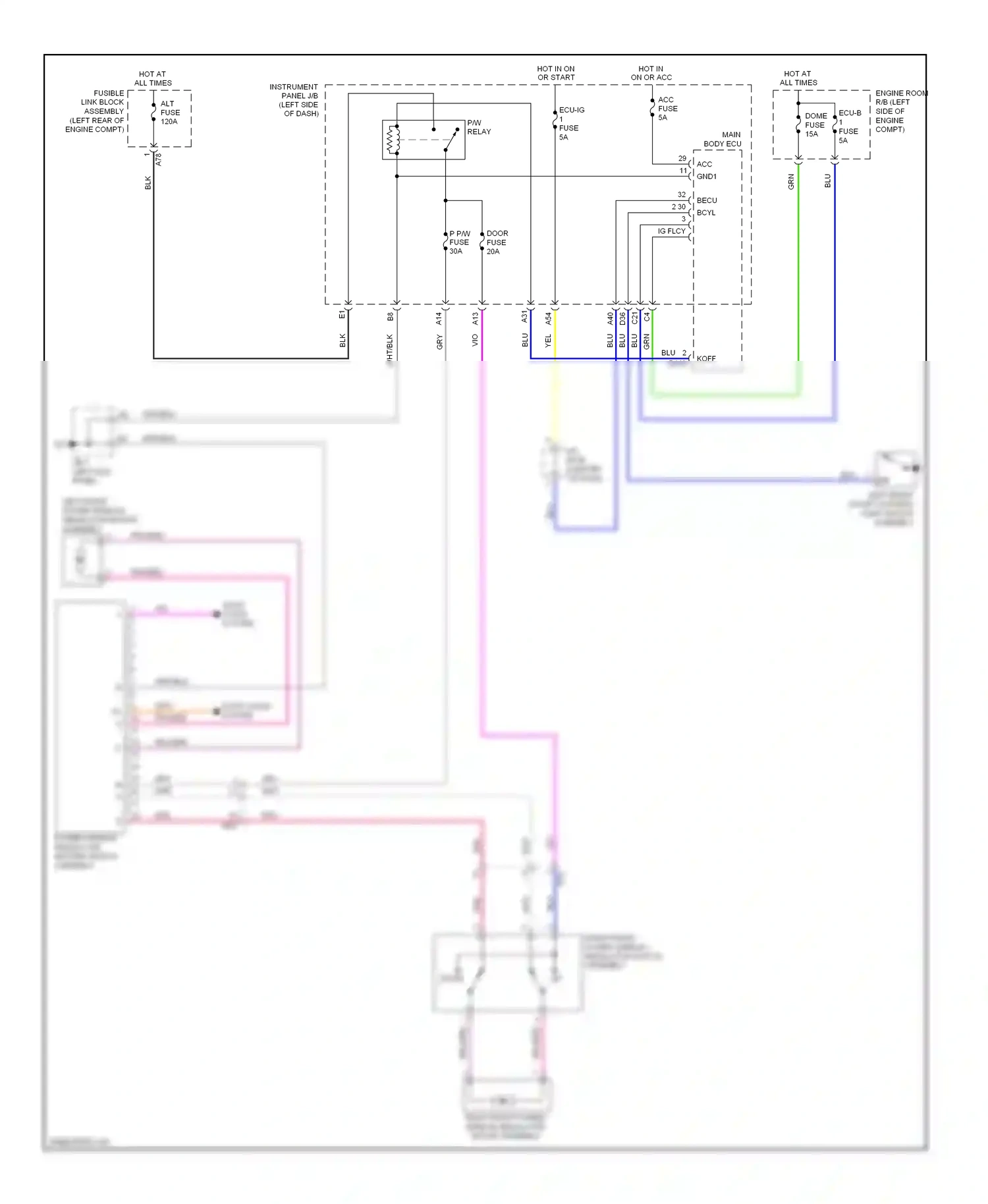 Wiring diagram power window regulator master switch assembly for Toyota Yaris III (2010-2014) (4 of 5)