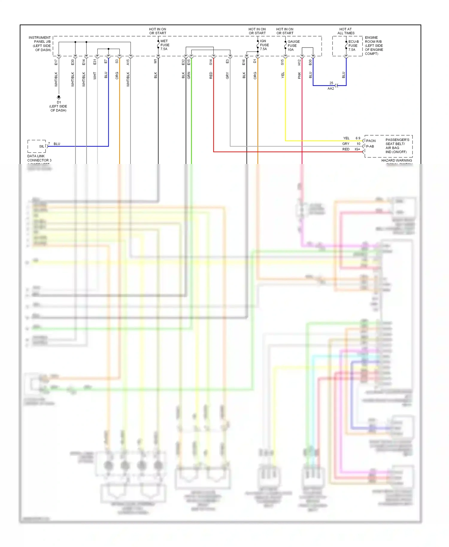 Wiring diagram right front occupant classification sensor for Toyota Yaris III (2010-2014) (1 of 1)