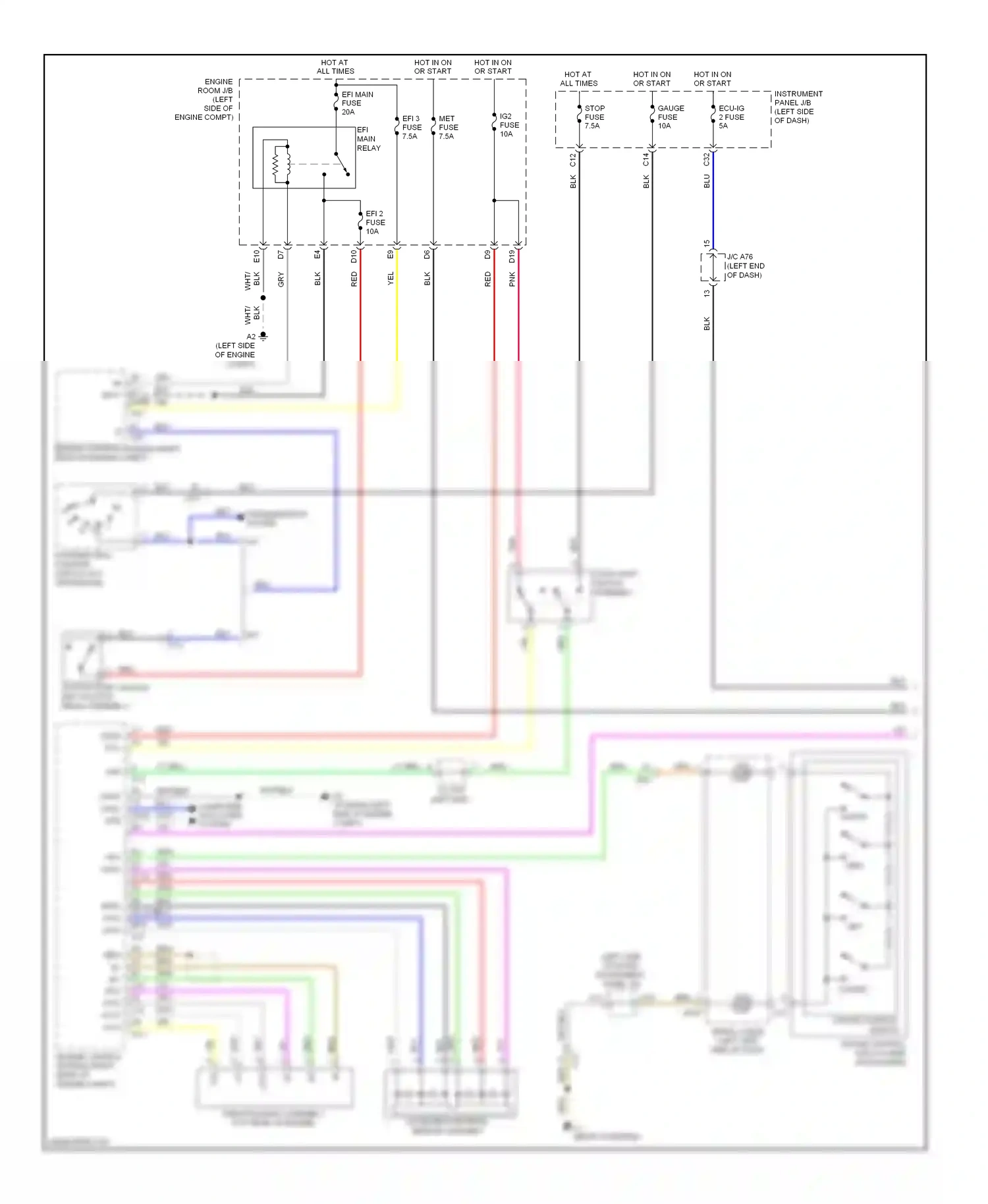 Wiring diagram stop light switch assembly for Toyota Yaris III (2010-2014) (3 of 7)