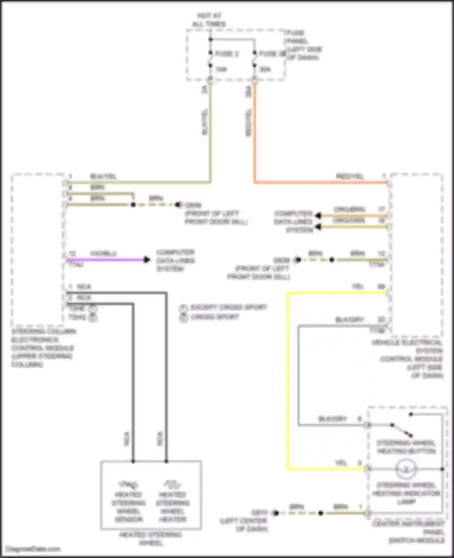 Wiring diagram center instrument panel switch module for Volkswagen Atlas Cross Sport I (2019-2023) (2 of 3)