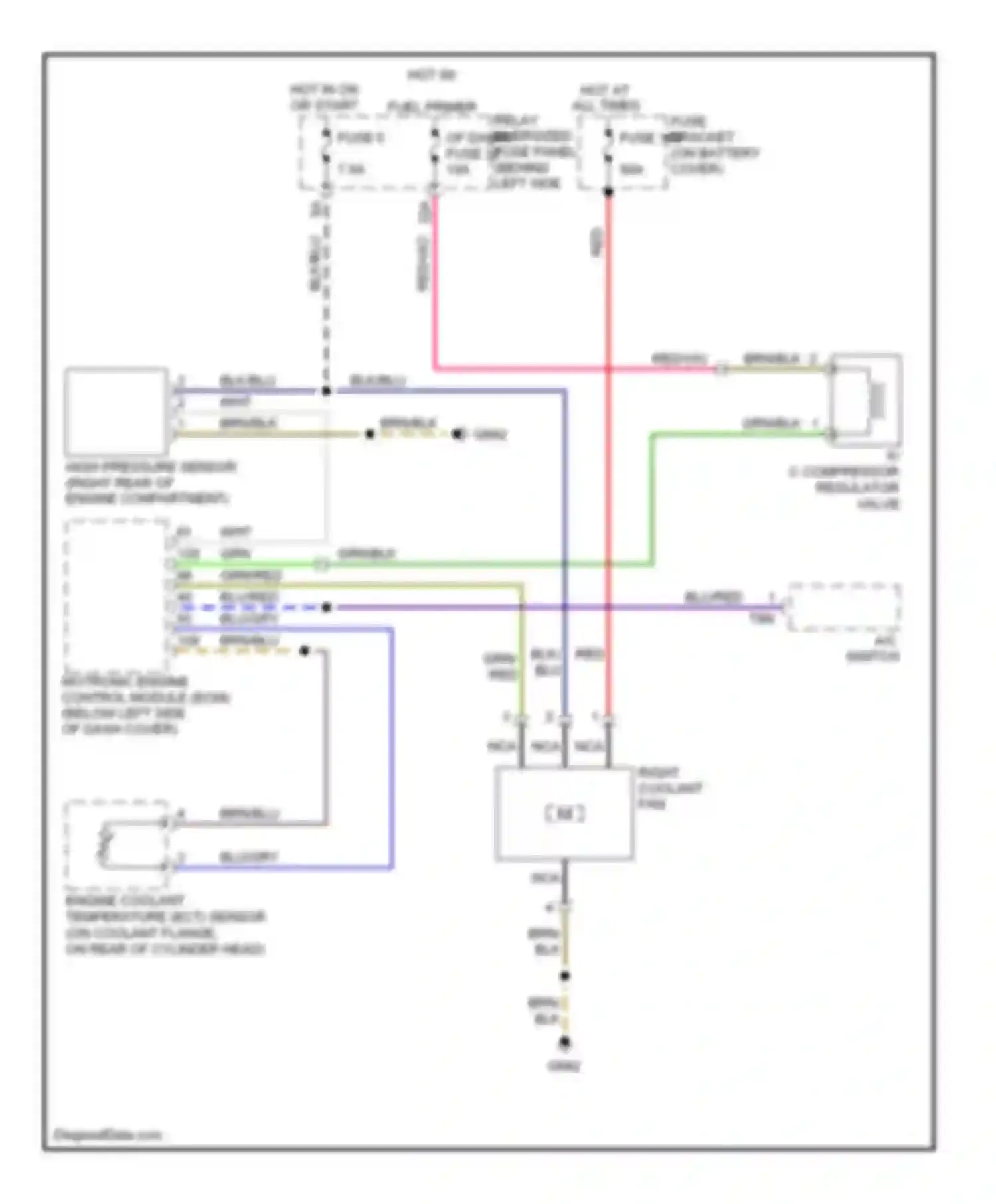 Beetle Volkswagen A4 facelift (2005-2011): Cooling fan circuit
