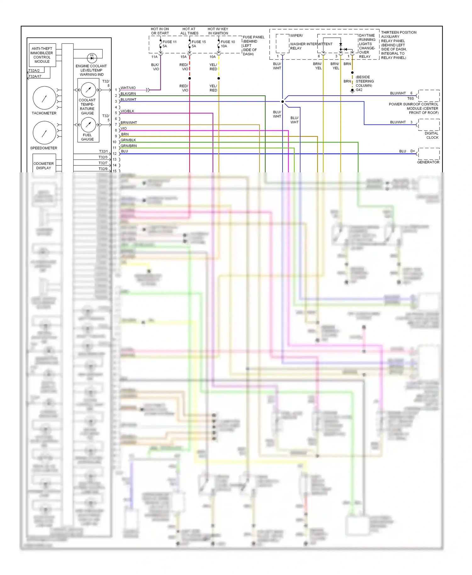 Volkswagen Beetle A4 facelift (2005-2011) control module w/ indicator unit wiring diagram  (4 of 6)