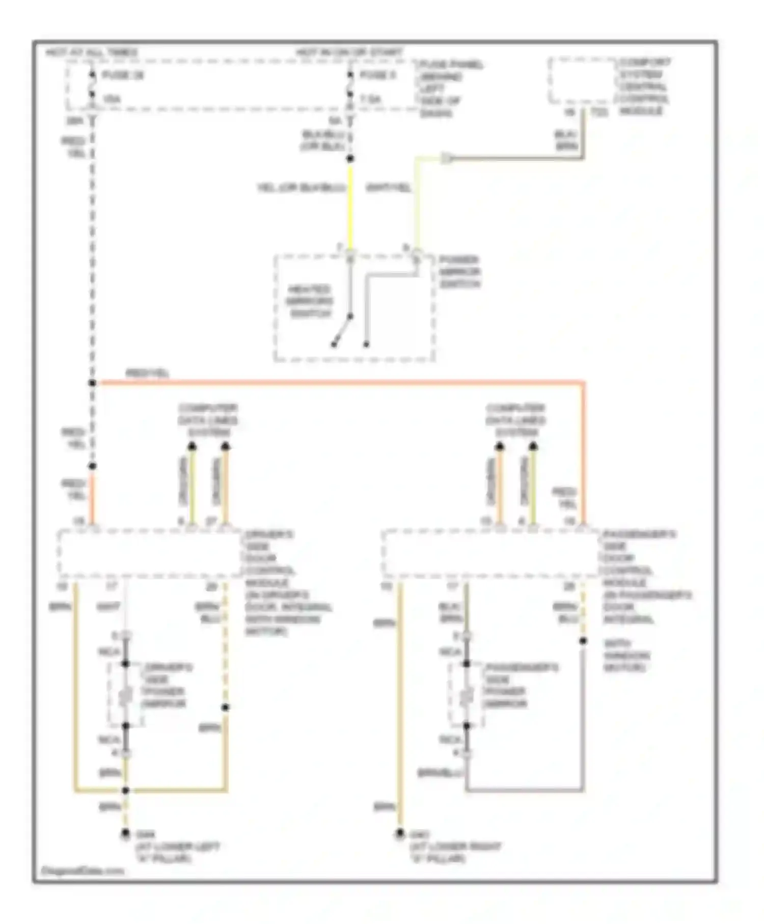 Beetle Volkswagen A4 (1997-2005): Heated mirrors circuit