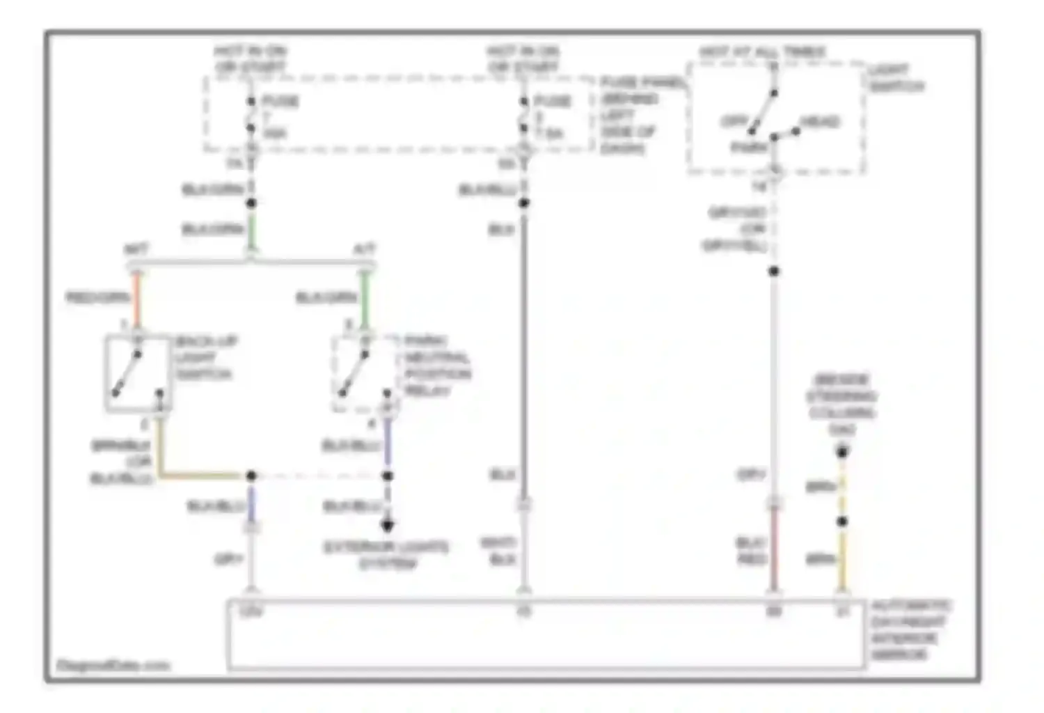 Beetle Volkswagen A4 (1997-2005): Automatic day/night mirror circuit