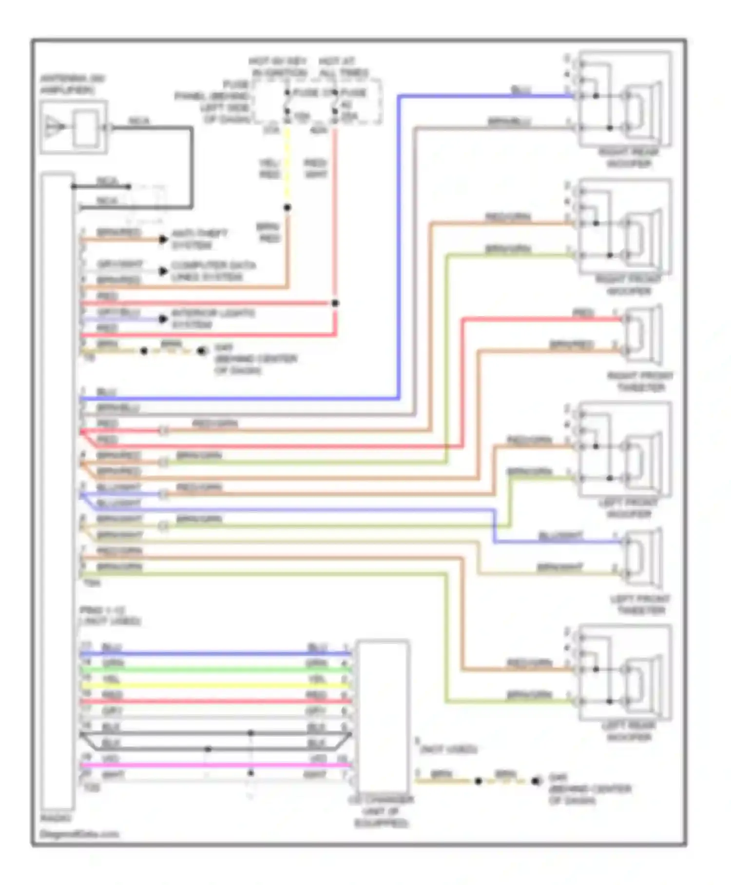 Beetle Volkswagen A4 (1997-2005): Base radio circuit, base radio