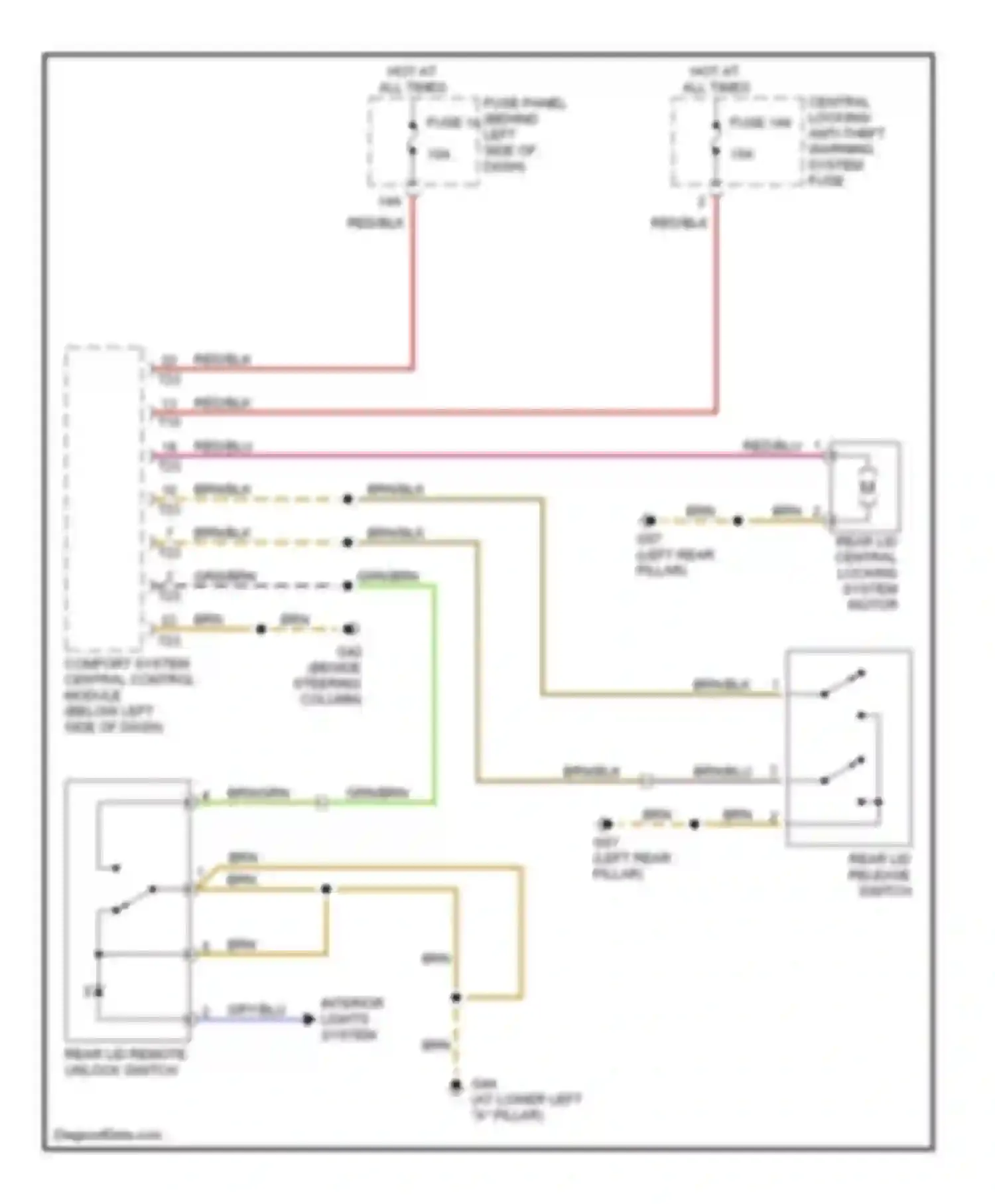 Beetle Volkswagen A4 (1997-2005): Deck lid release circuit