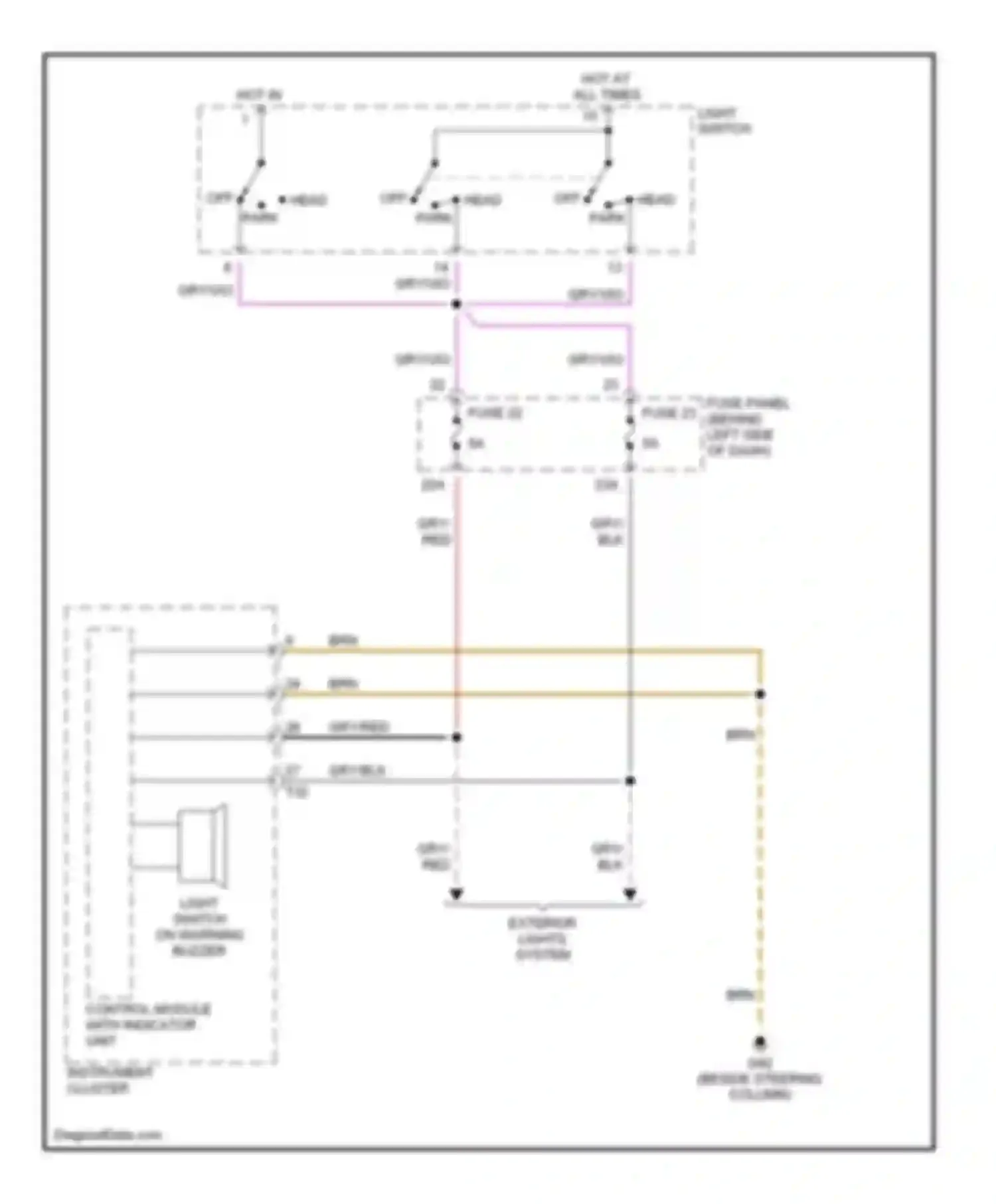 Beetle Volkswagen A4 (1997-2005): Buzzer circuit