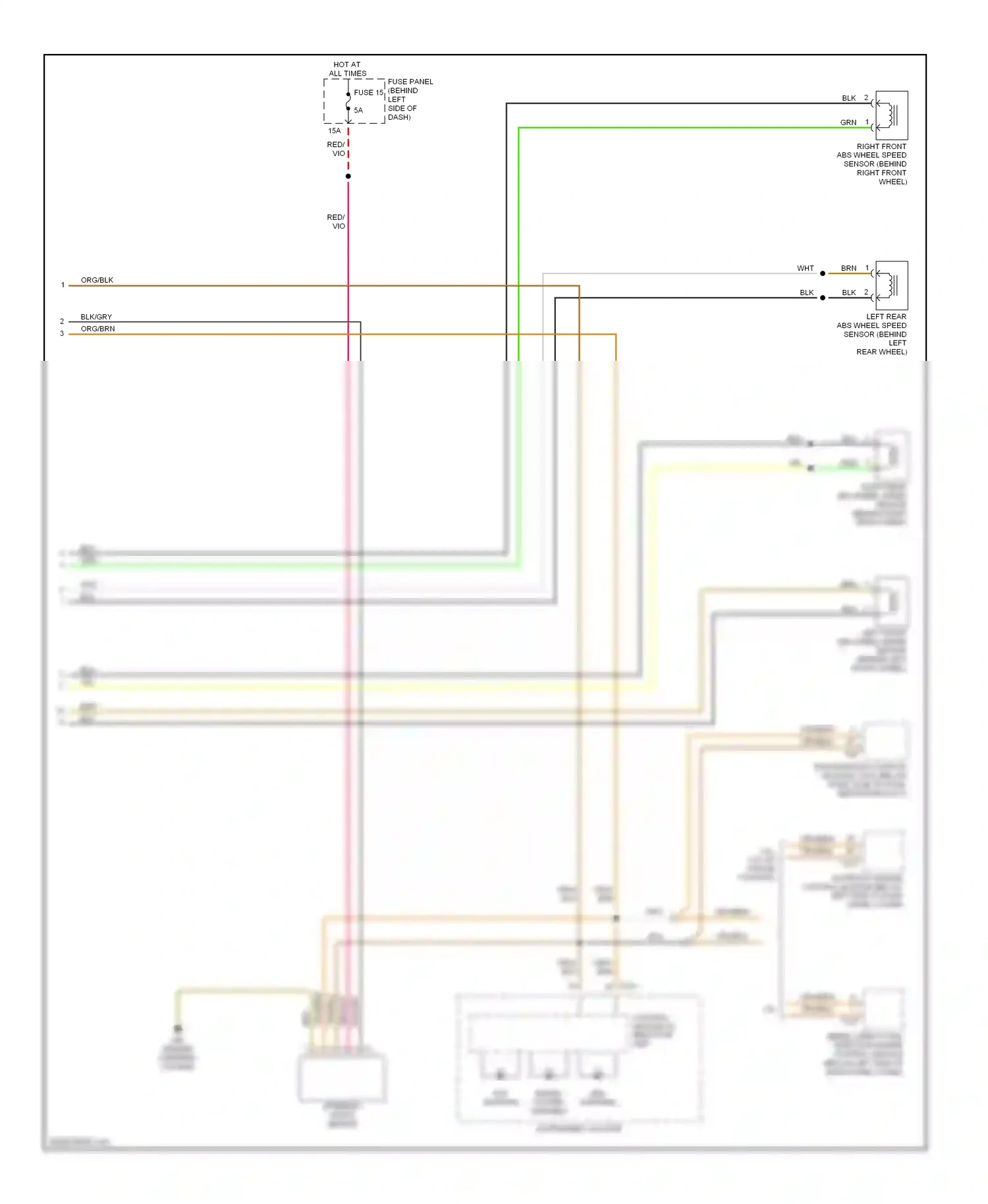 Volkswagen Beetle A4 (1997-2005) control module w/ indicator unit wiring diagram  (2 of 5)
