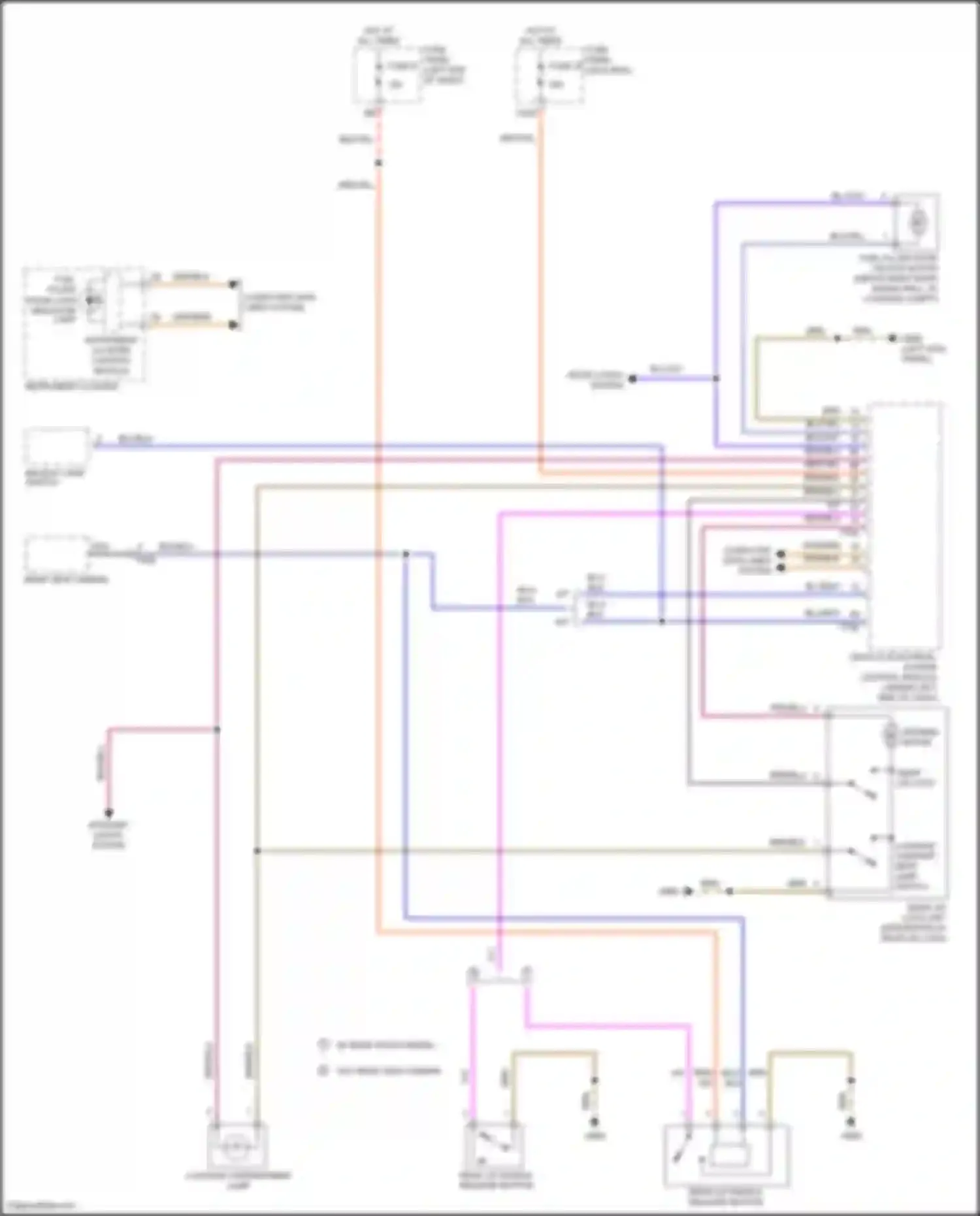 Beetle Volkswagen A5 (2011-2019): Trunk & fuel door release circuit, hatchback