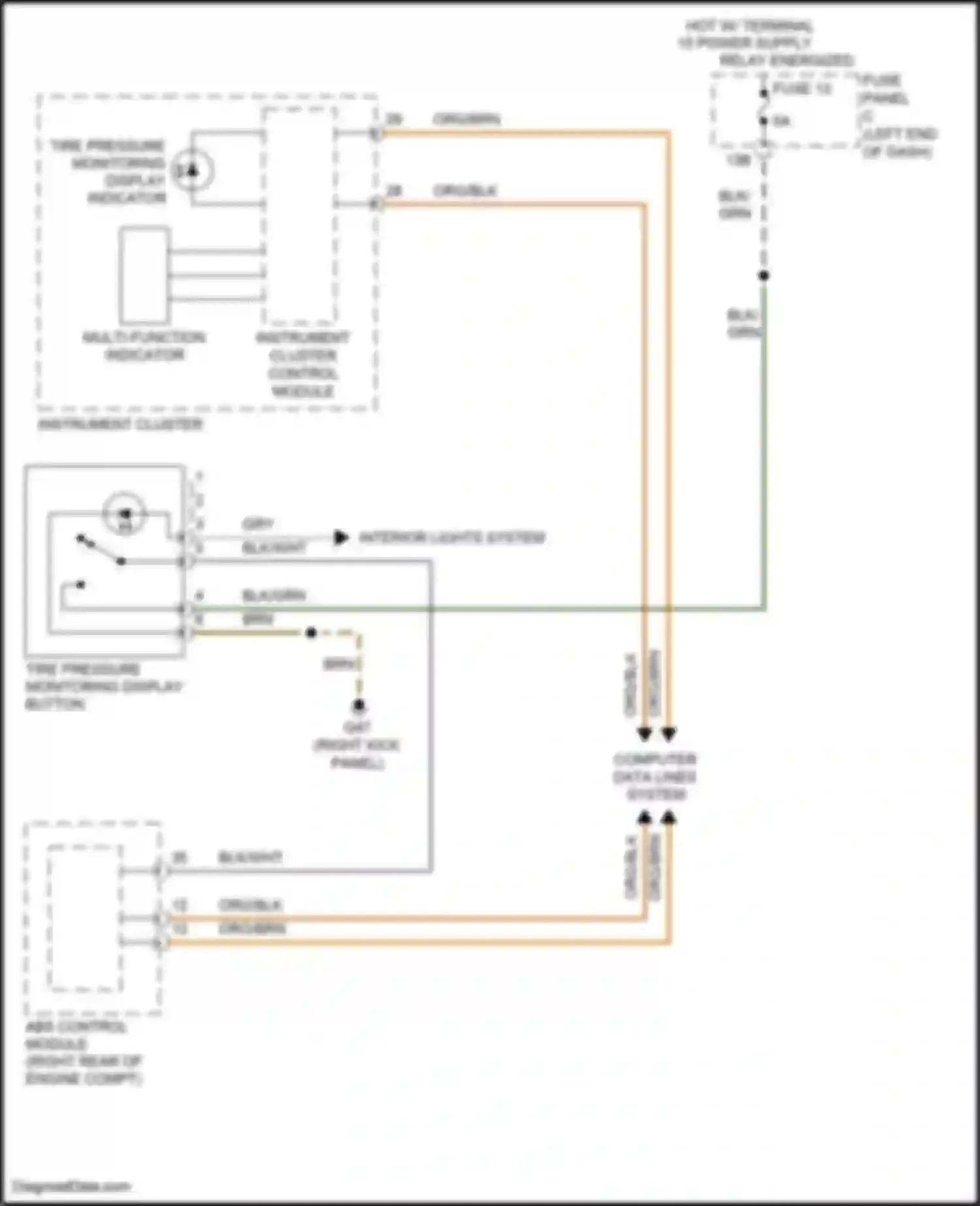 Beetle Volkswagen A5 (2011-2019): Tire pressure monitoring circuit