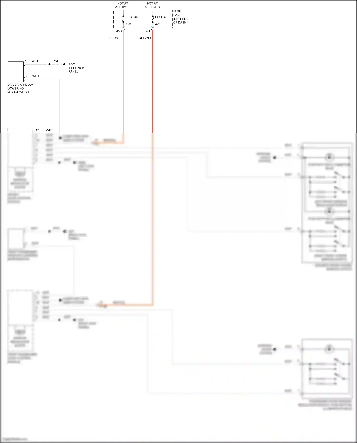 Volkswagen Beetle A5 (2011-2019) driver window lowering microswitch wiring diagram  (2 of 2)