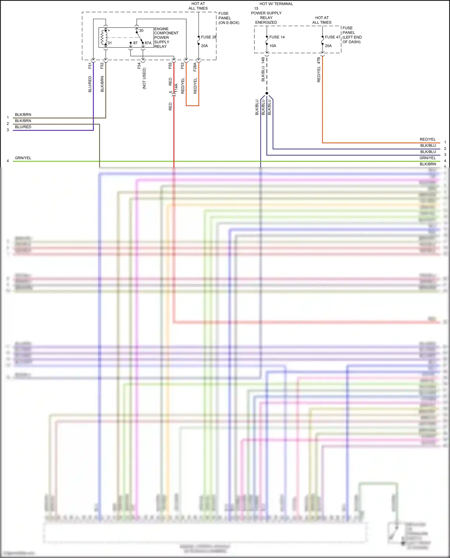 Volkswagen Beetle A5 (2011-2019) engine control module (in plenum chamber) wiring diagram  (2 of 6)