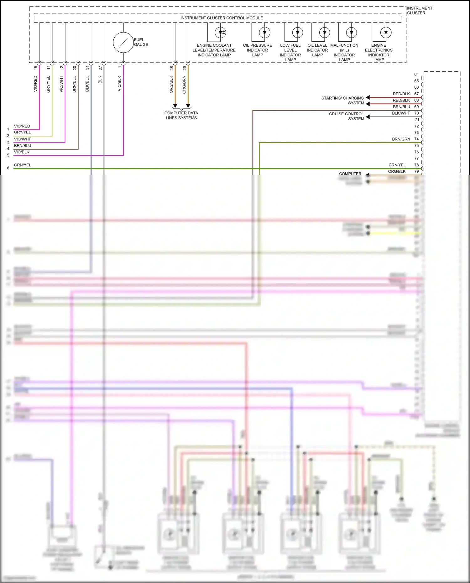 Volkswagen Beetle A5 (2011-2019) engine electronics indicator lamp wiring diagram  (2 of 2)