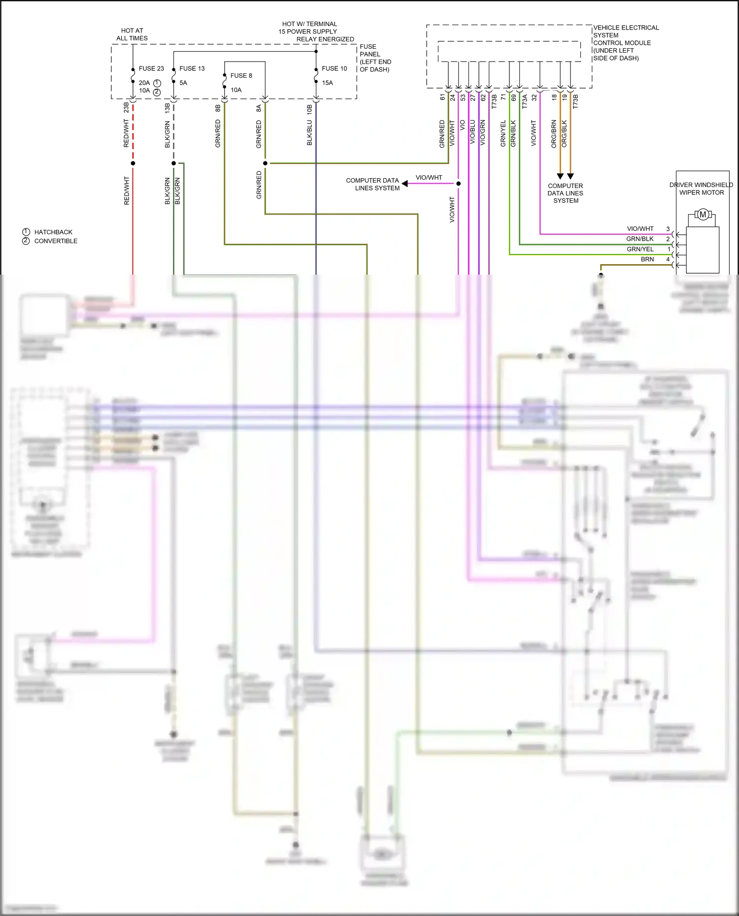 Volkswagen Beetle A5 (2011-2019) multi-function indicator selection switch wiring diagram  (1 of 1)