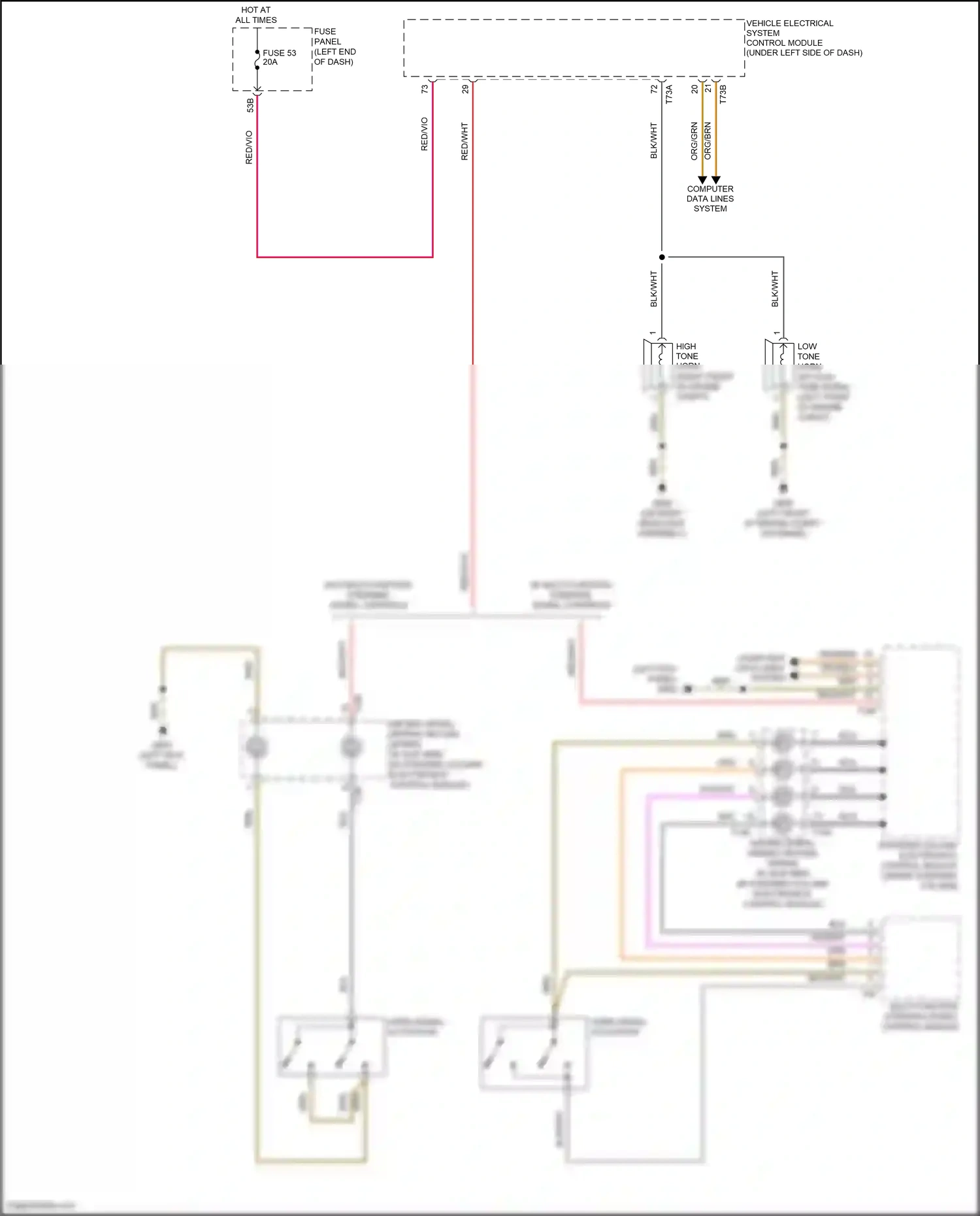 Volkswagen Beetle A5 (2011-2019) multi-function steering wheel control module wiring diagram  (2 of 3)
