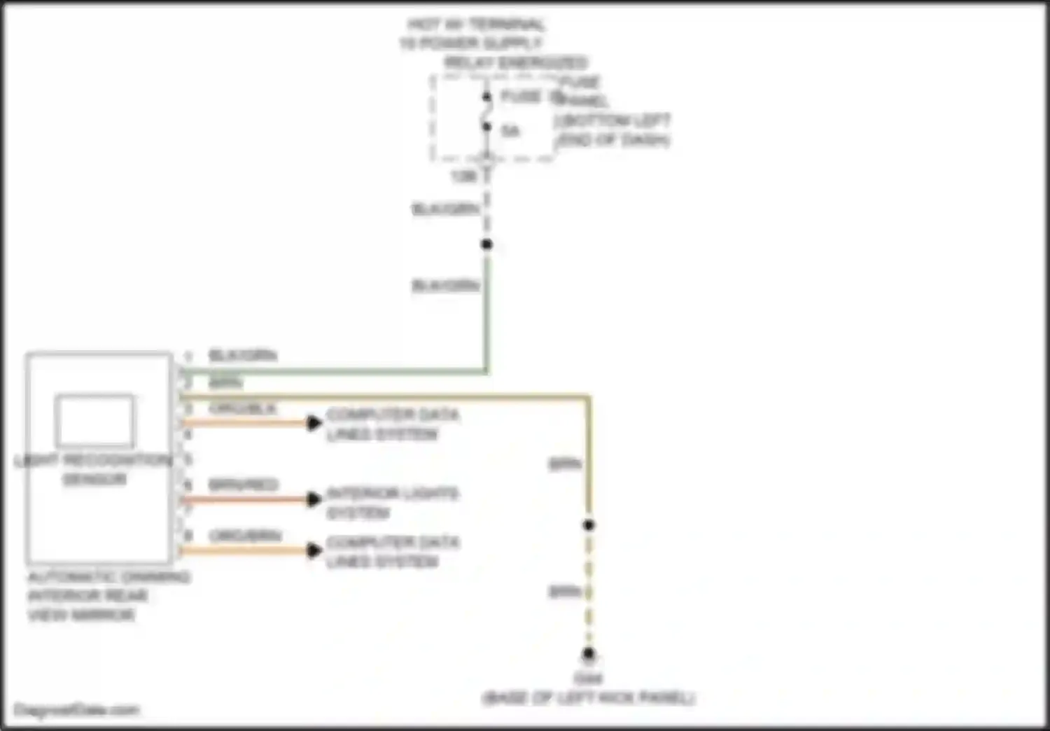 Car Wiring Diagrams for Bora Volkswagen III (2012-2018): Automatic day/night mirror circuit, w/o humidity sensor w/ high beam assist