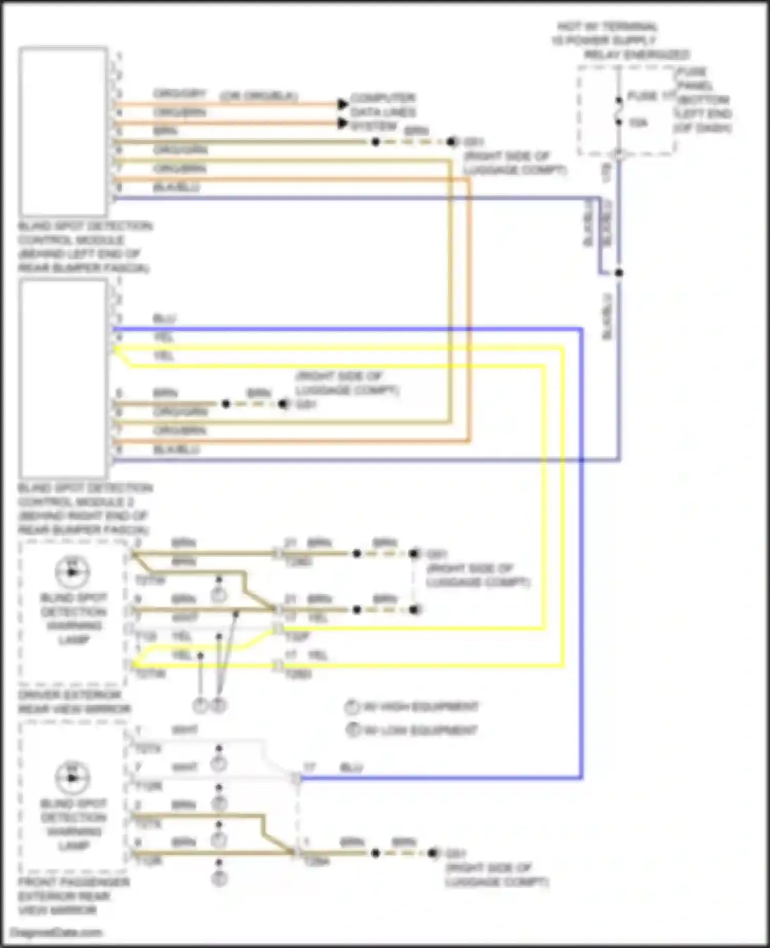 Wiring diagram blind spot detection control module for Volkswagen Bora III (2012-2018) (1 of 4)
