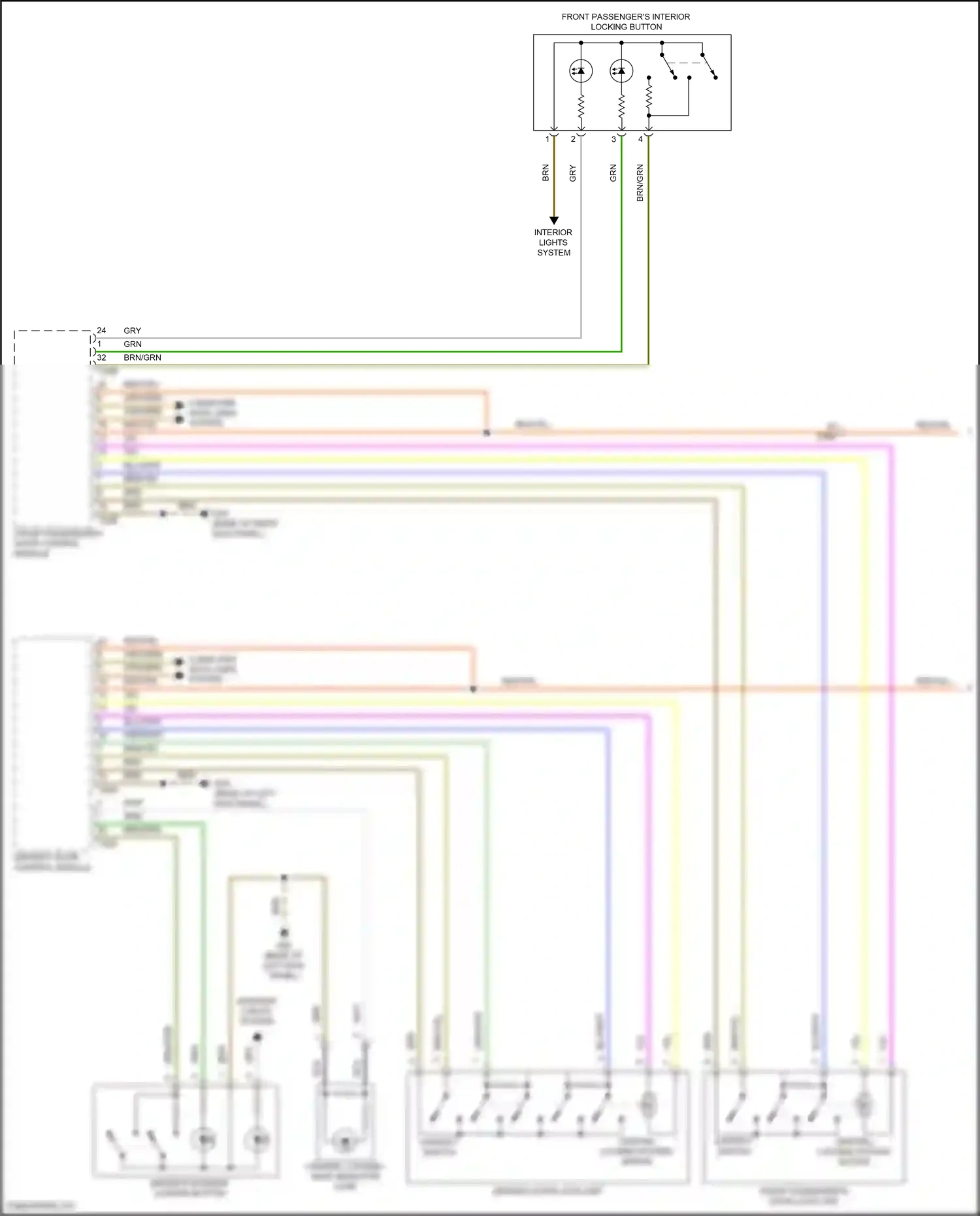 Volkswagen Bora III (2012-2018) driver's interior locking button wiring diagram  (1 of 6)