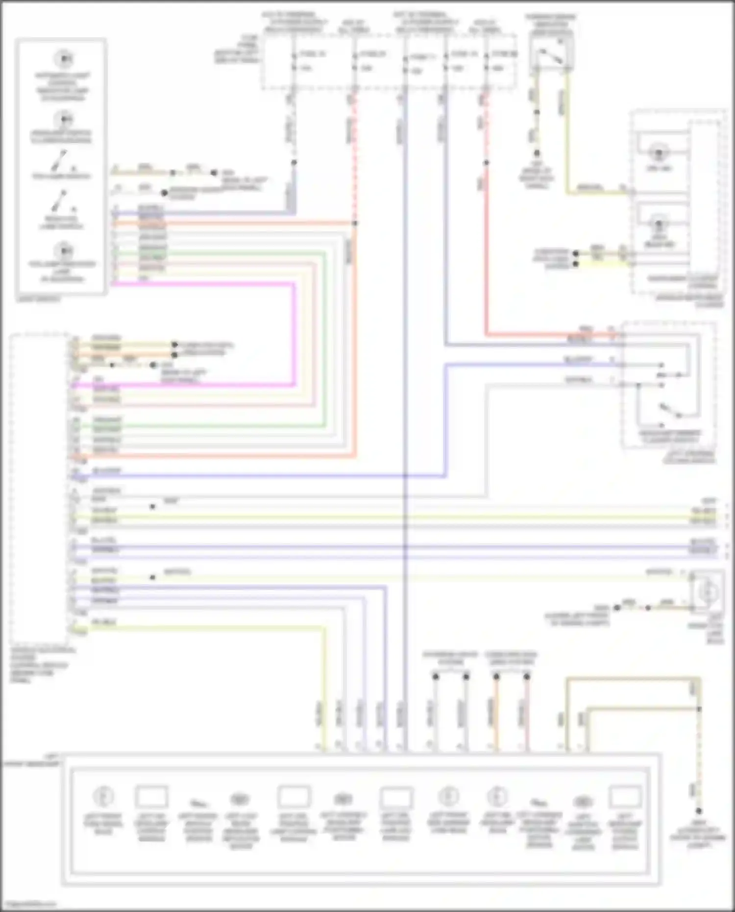 Wiring diagram left drl, position lamp led module for Volkswagen Bora III (2012-2018) (3 of 3)