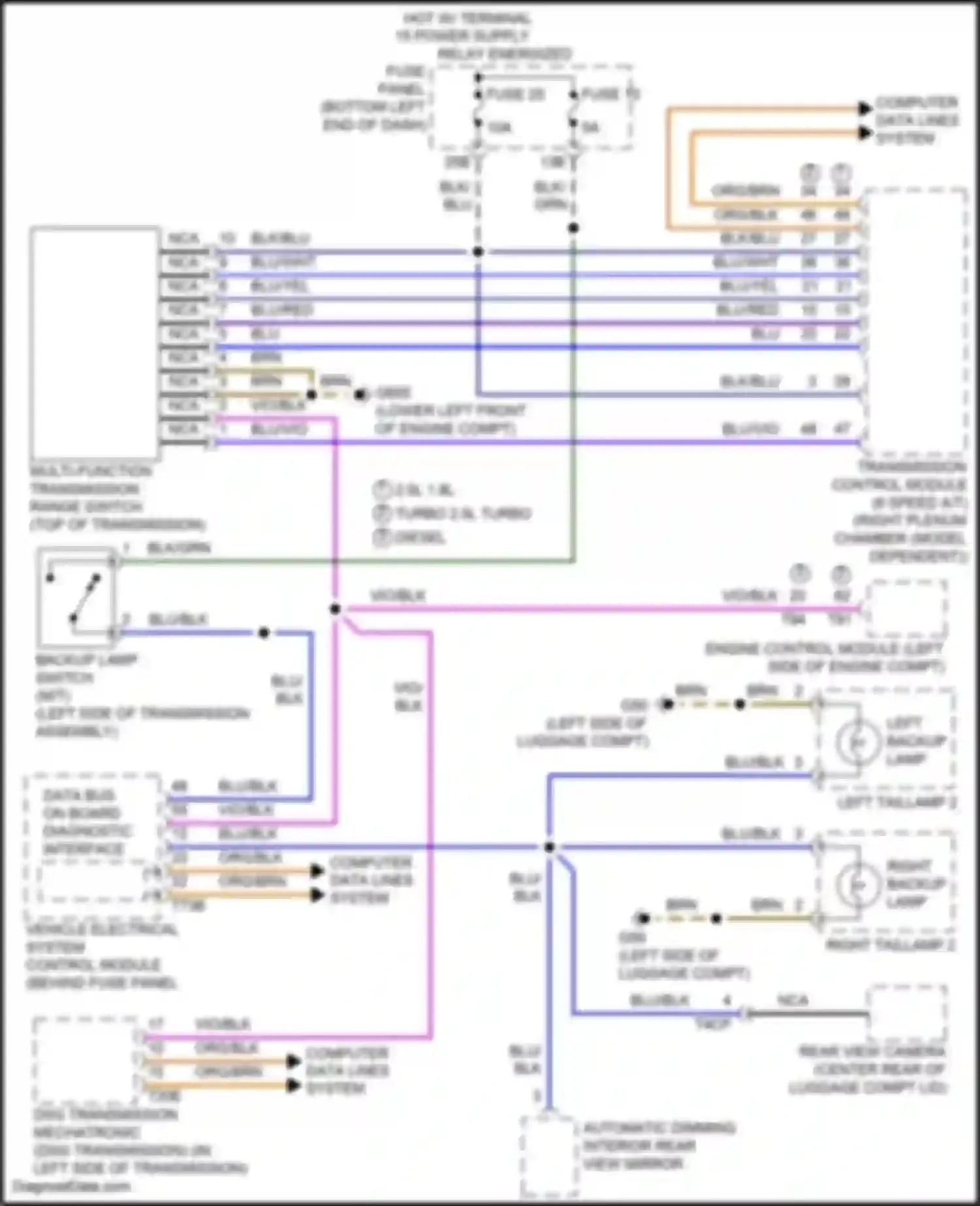 Wiring diagram right backup lamp for Volkswagen Bora III (2012-2018) (3 of 6)