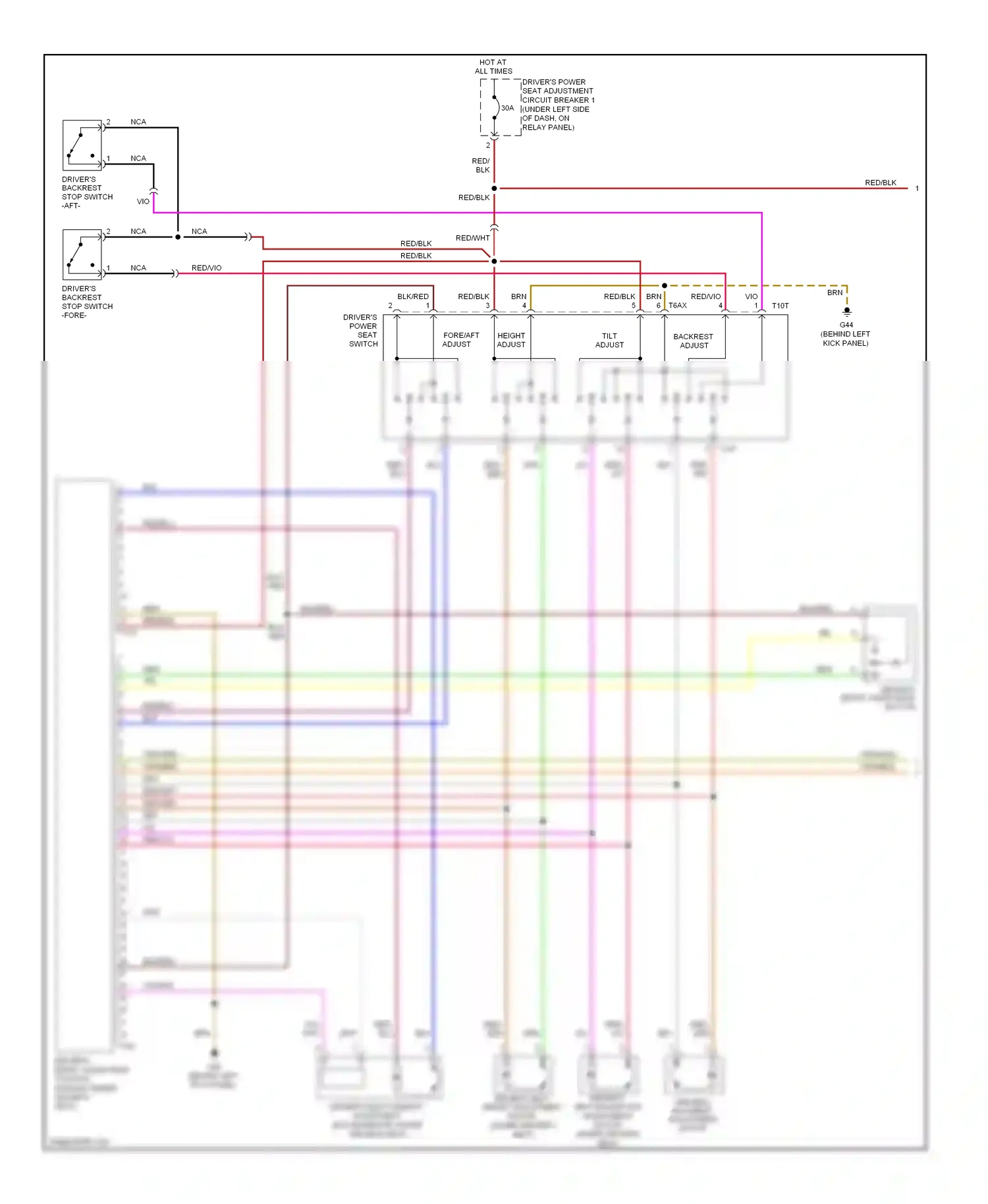 Volkswagen Eos I (2006-2011) backrest adjust wiring diagram  (1 of 2)
