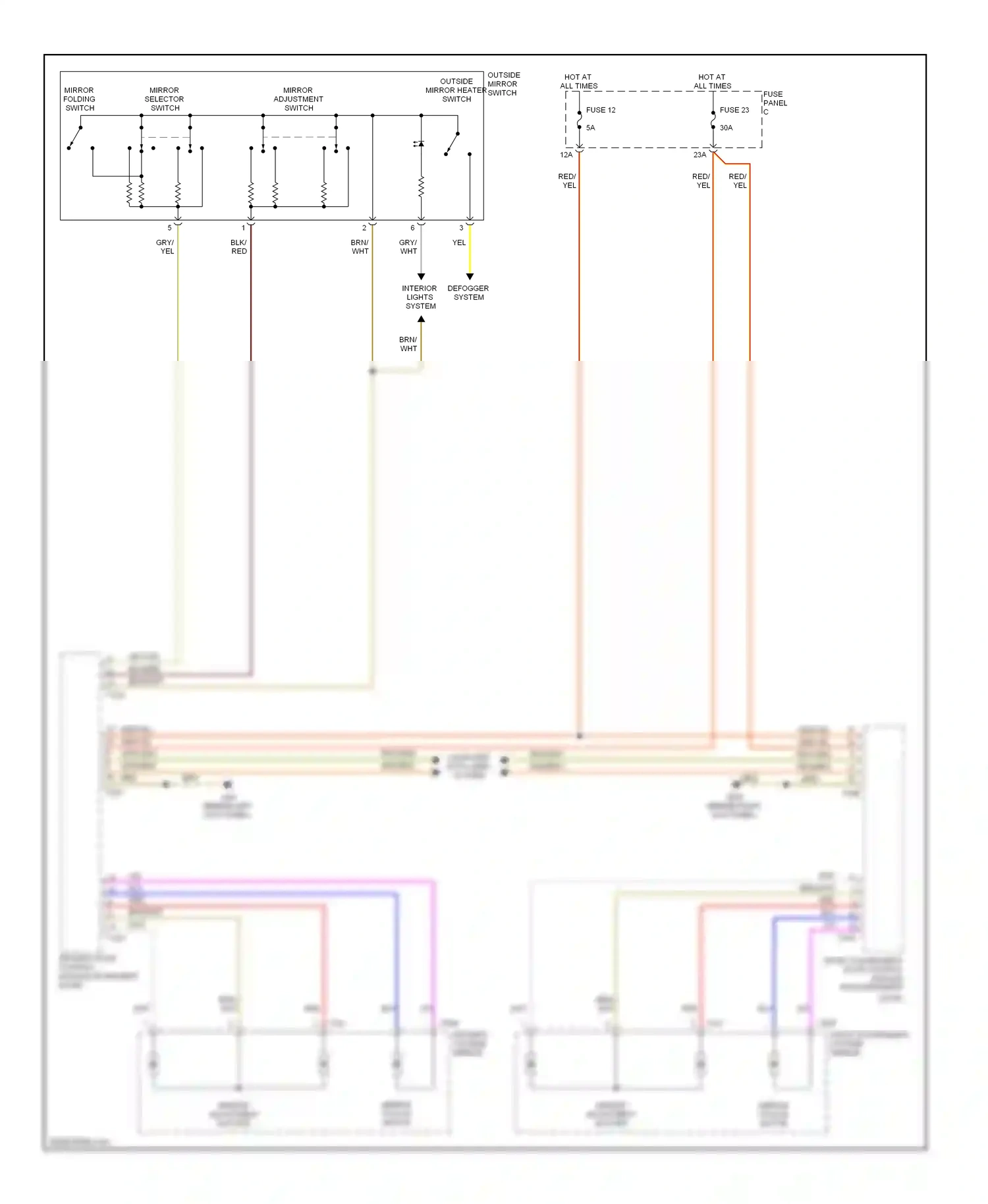 Volkswagen Eos I (2006-2011) front passenger's outside mirror wiring diagram  (2 of 2)