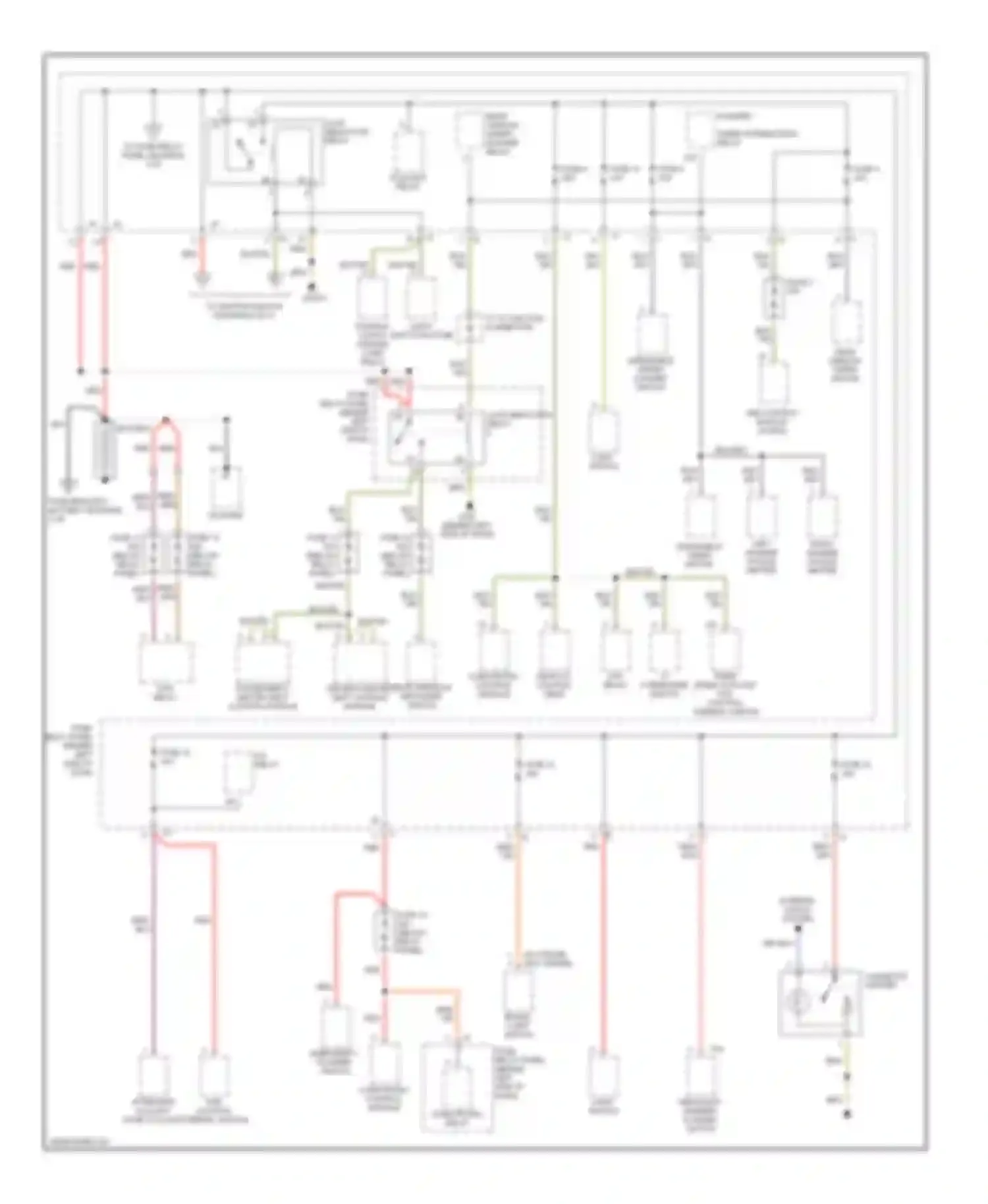 EuroVan Volkswagen T4 facelift (1997-2003): Power distribution circuit (1 of 3)