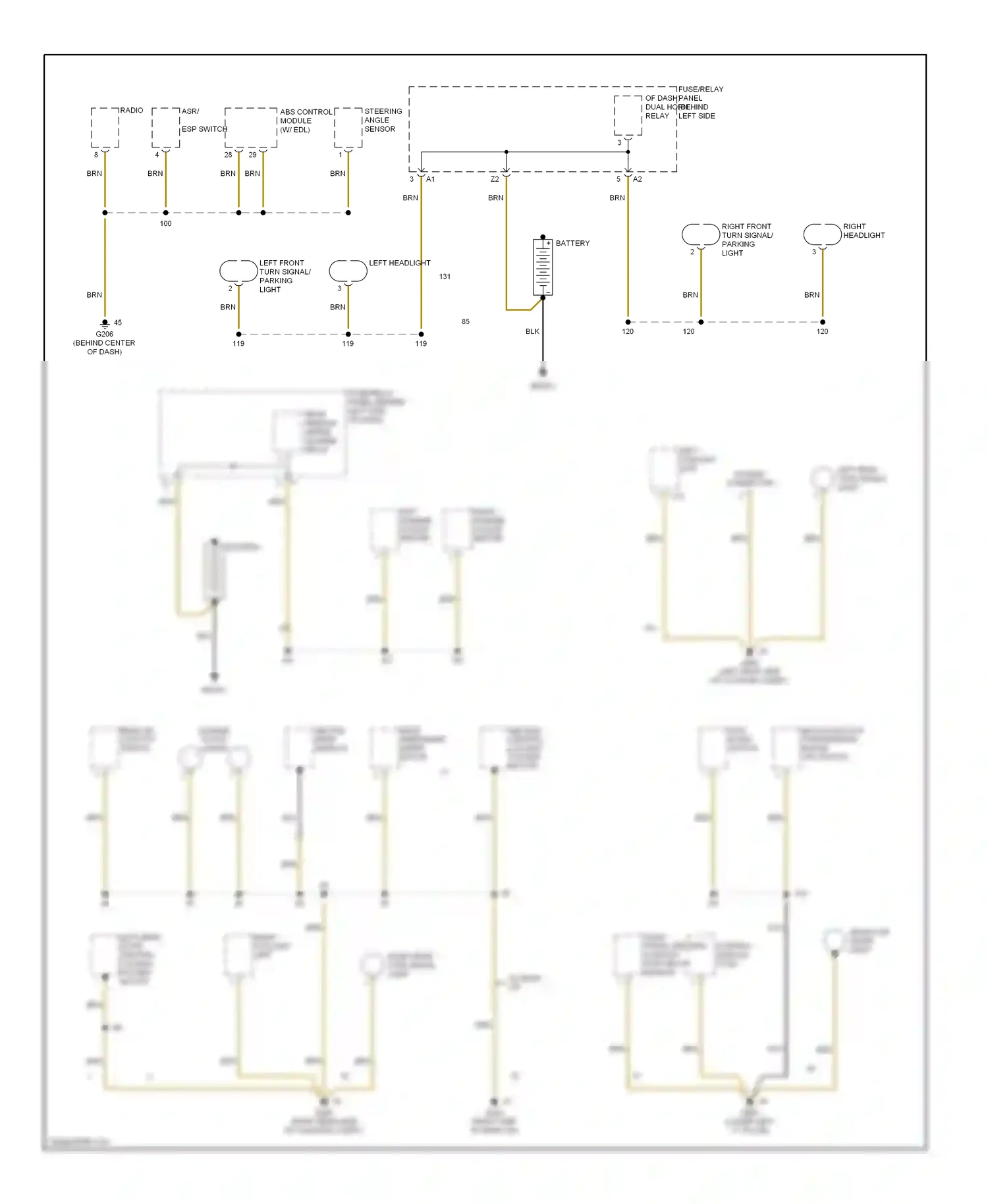 Volkswagen EuroVan T4 facelift (1997-2003) multi- function transmission range (tr) switch wiring diagram  (2 of 2)