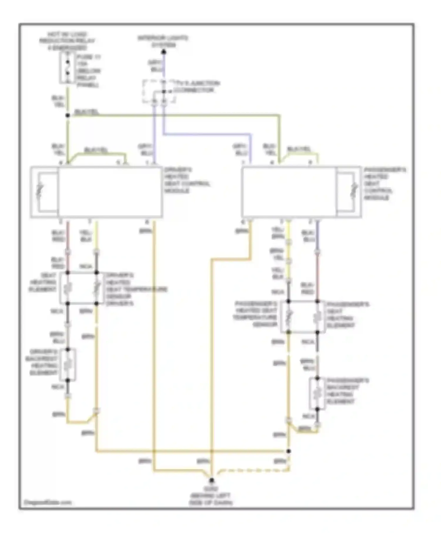 Wiring diagram passenger's backrest heating element for Volkswagen EuroVan T4 facelift (1997-2003) (1 of 1)