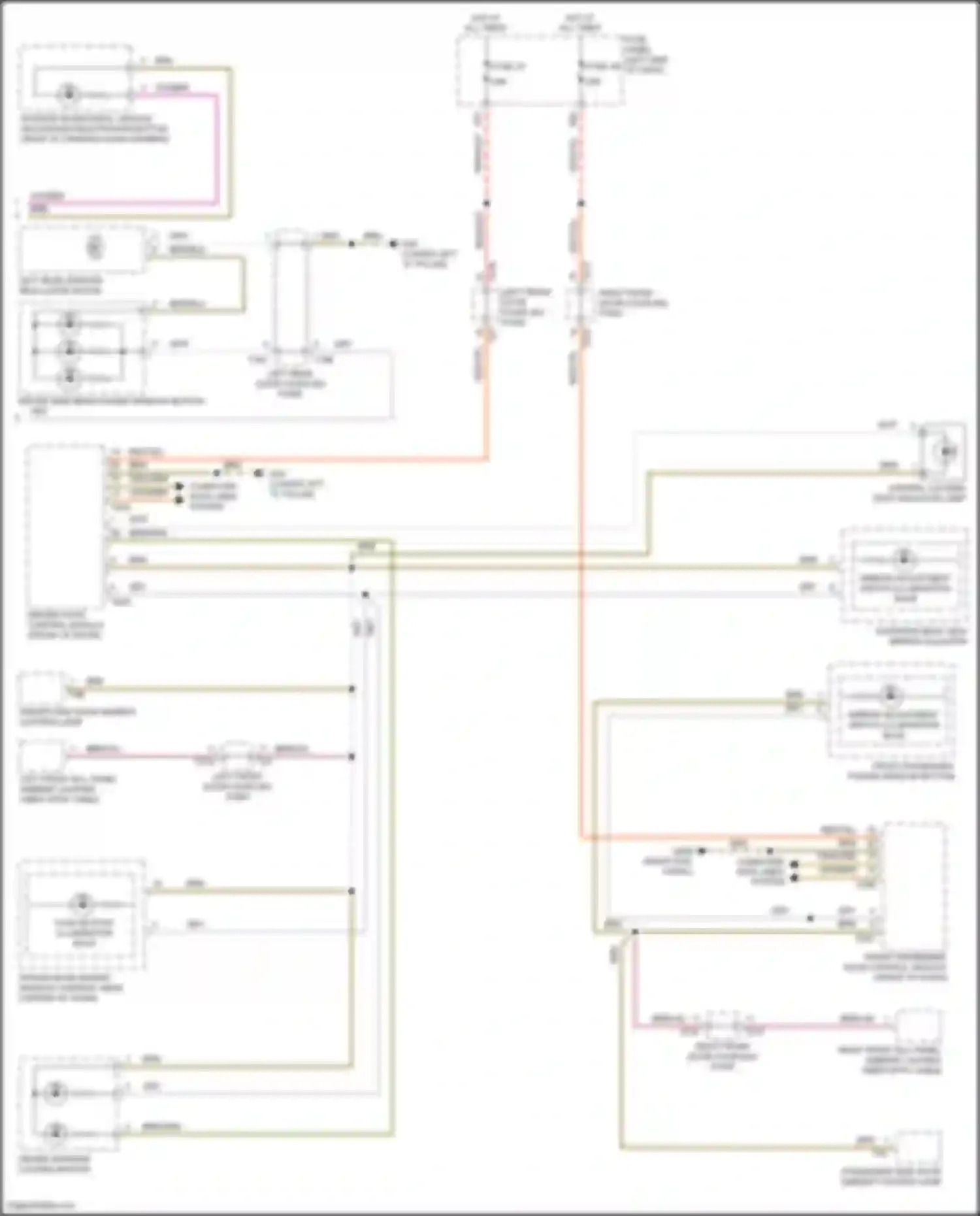 Wiring diagram front passenger power window button for Volkswagen Golf R VII facelift (2017-2020) (1 of 3)